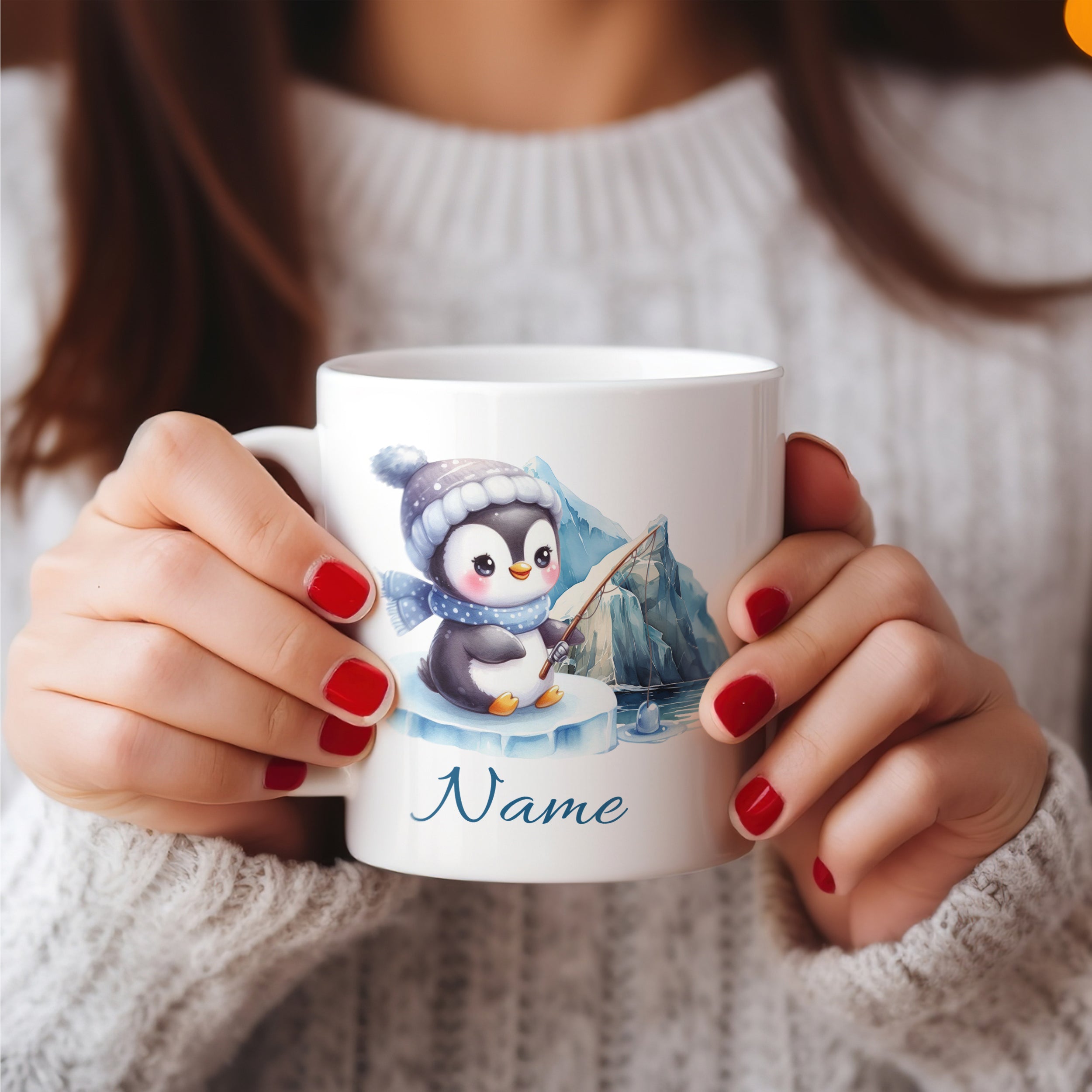 Tasse Pinguin im Winter