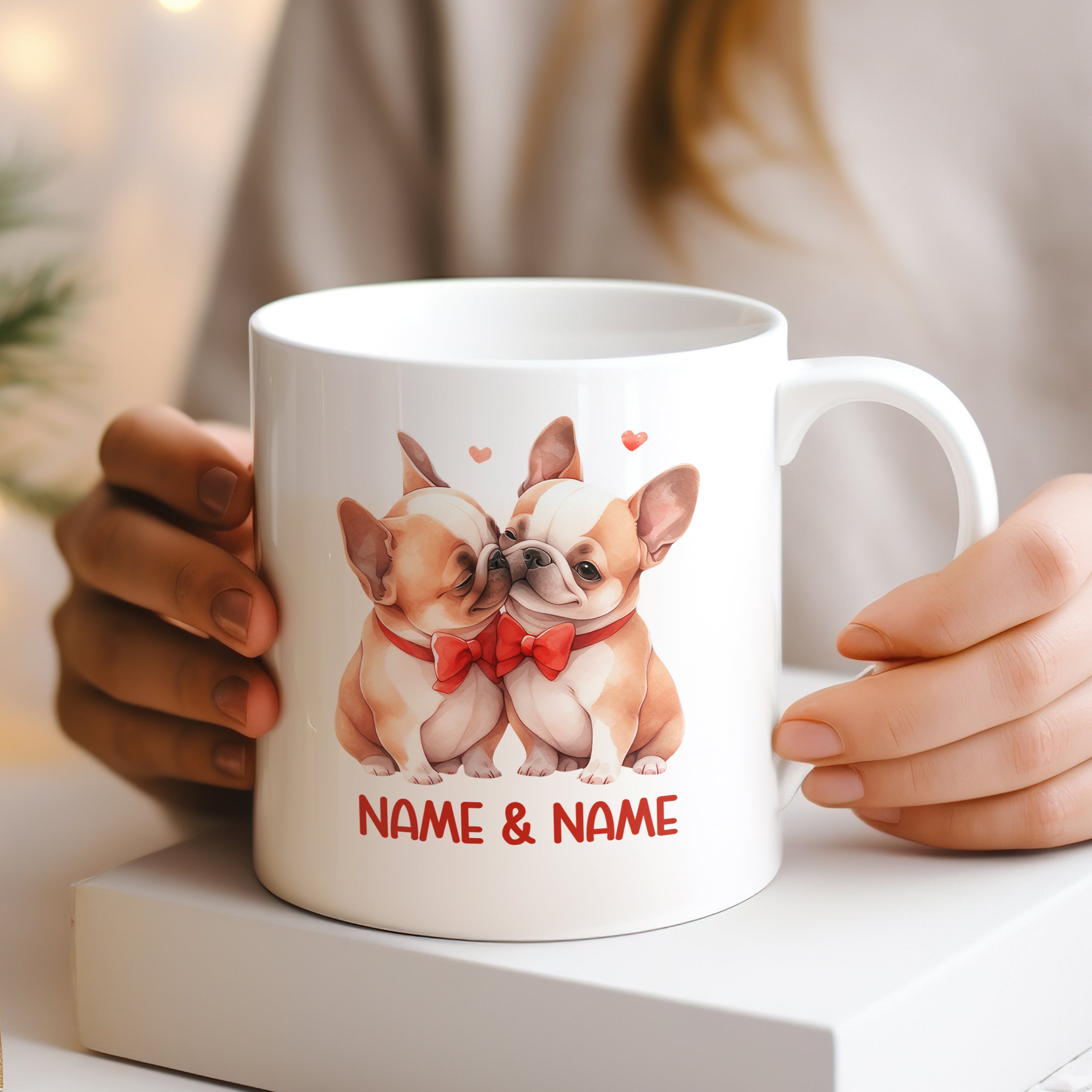 Tasse mit verliebten Französischen Bulldoggen