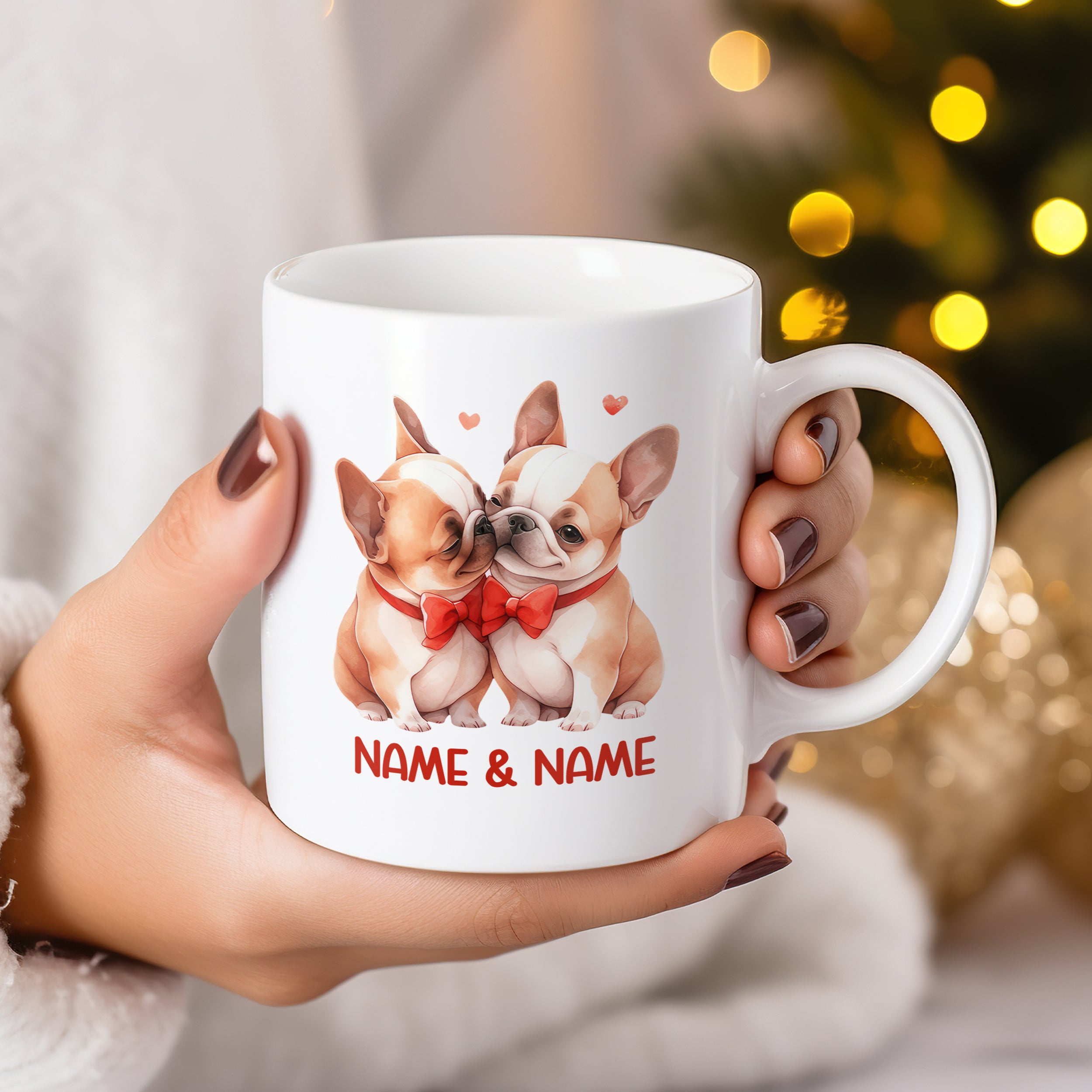 Tasse mit verliebten Französischen Bulldoggen