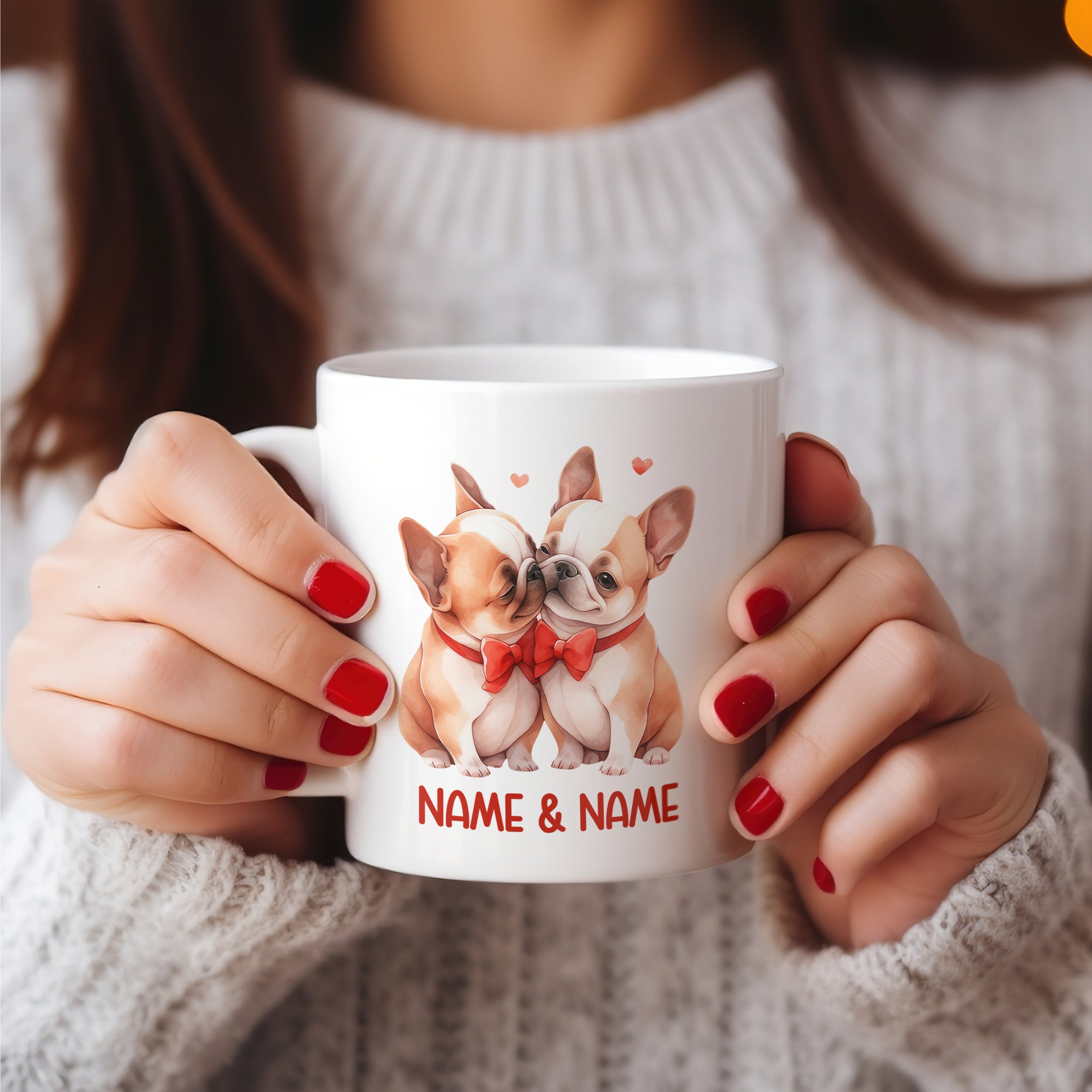 Tasse mit verliebten Französischen Bulldoggen