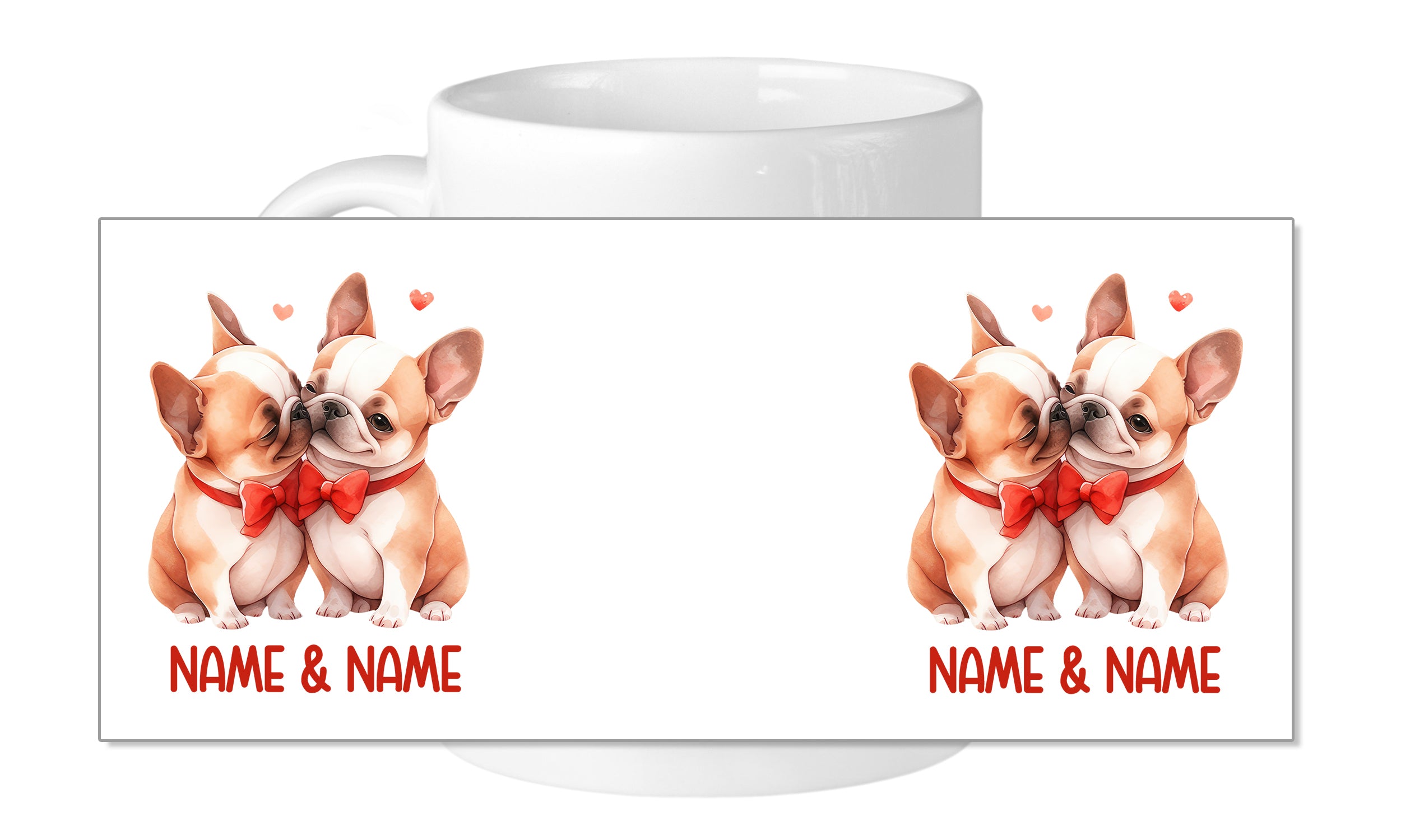 Tasse mit verliebten Französischen Bulldoggen