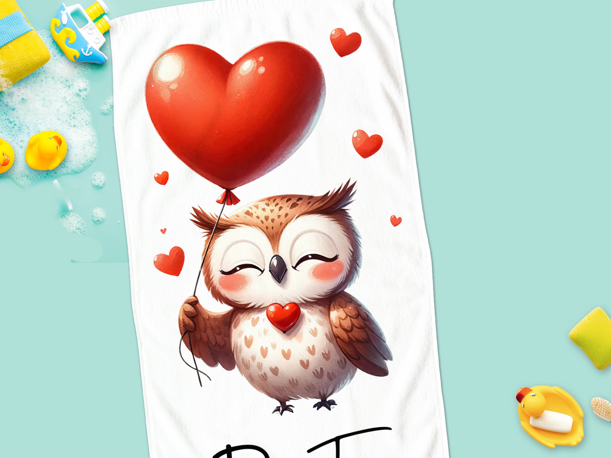 Handtuch Eule mit Herz