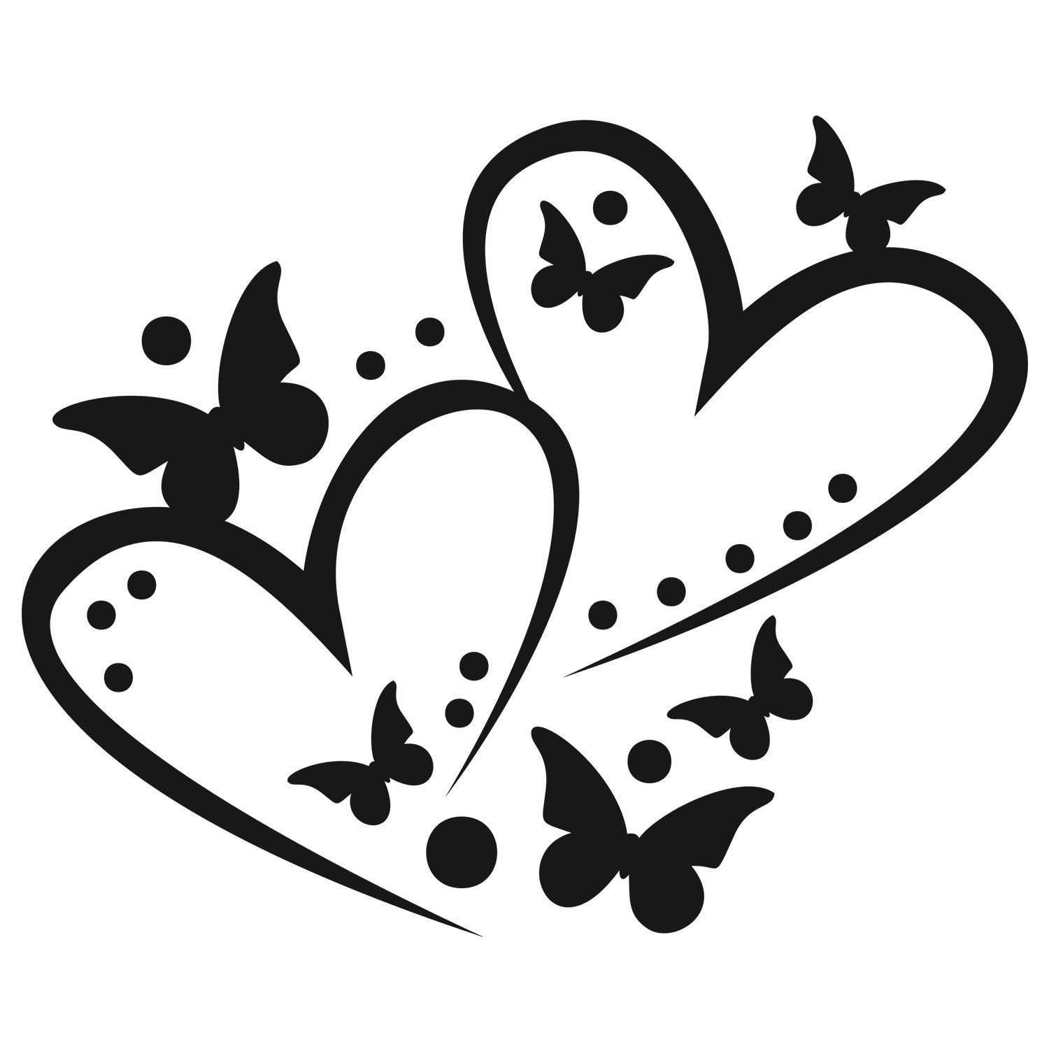 Wandtattoo Herzen mit Schmetterlingen
