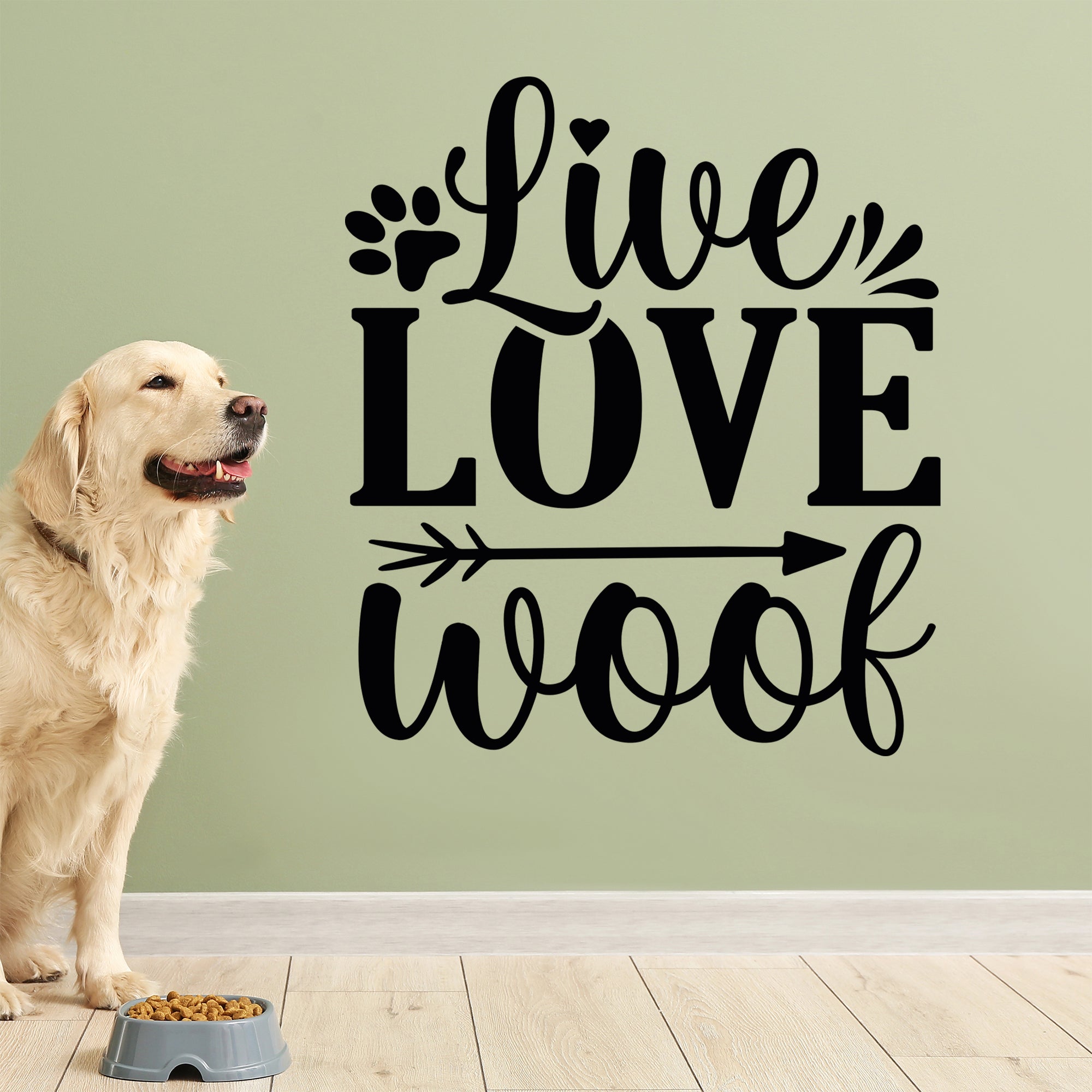 Wandtattoo Live Love Woof