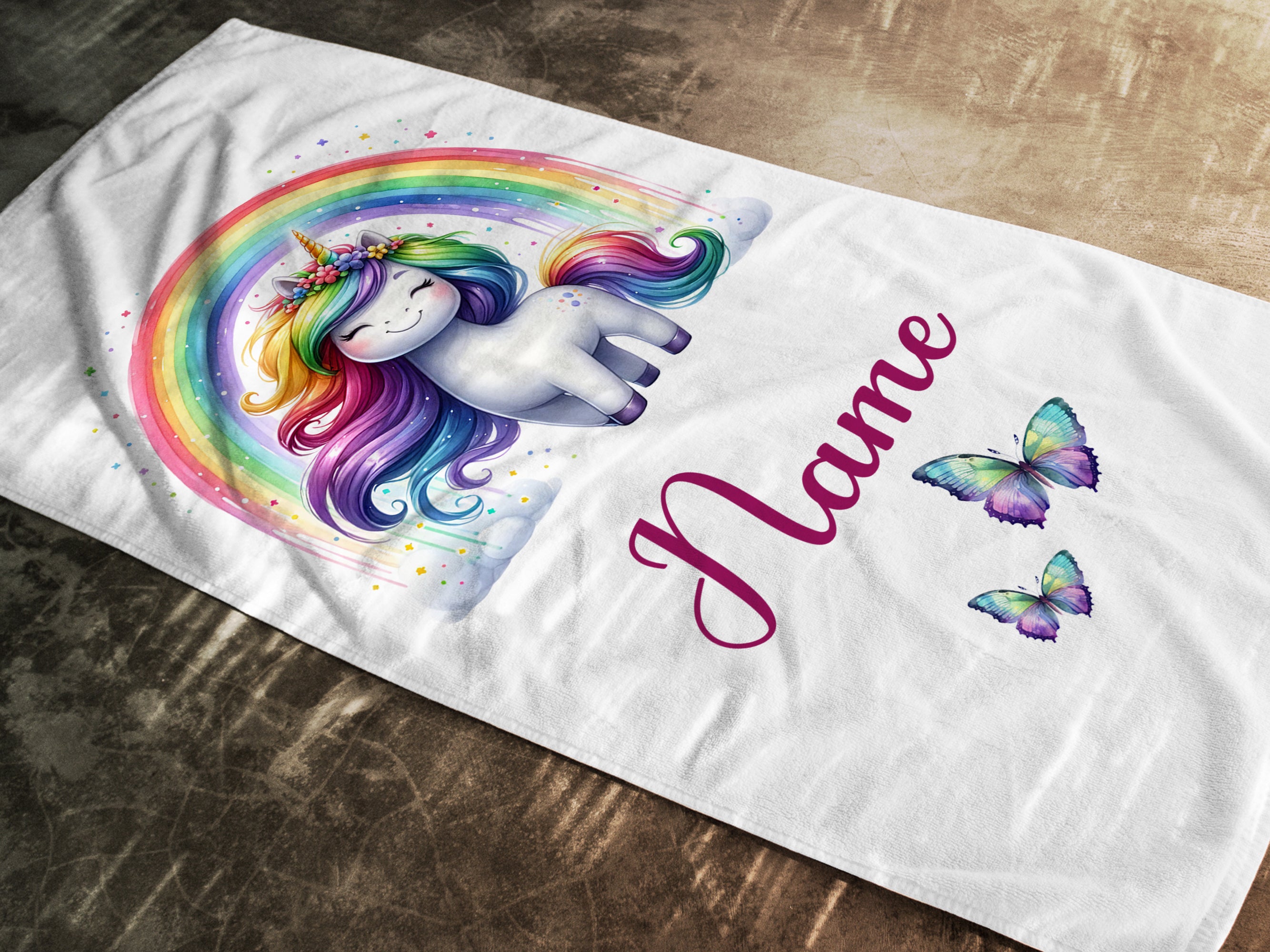 Handtuch Einhorn mit Regenbogen