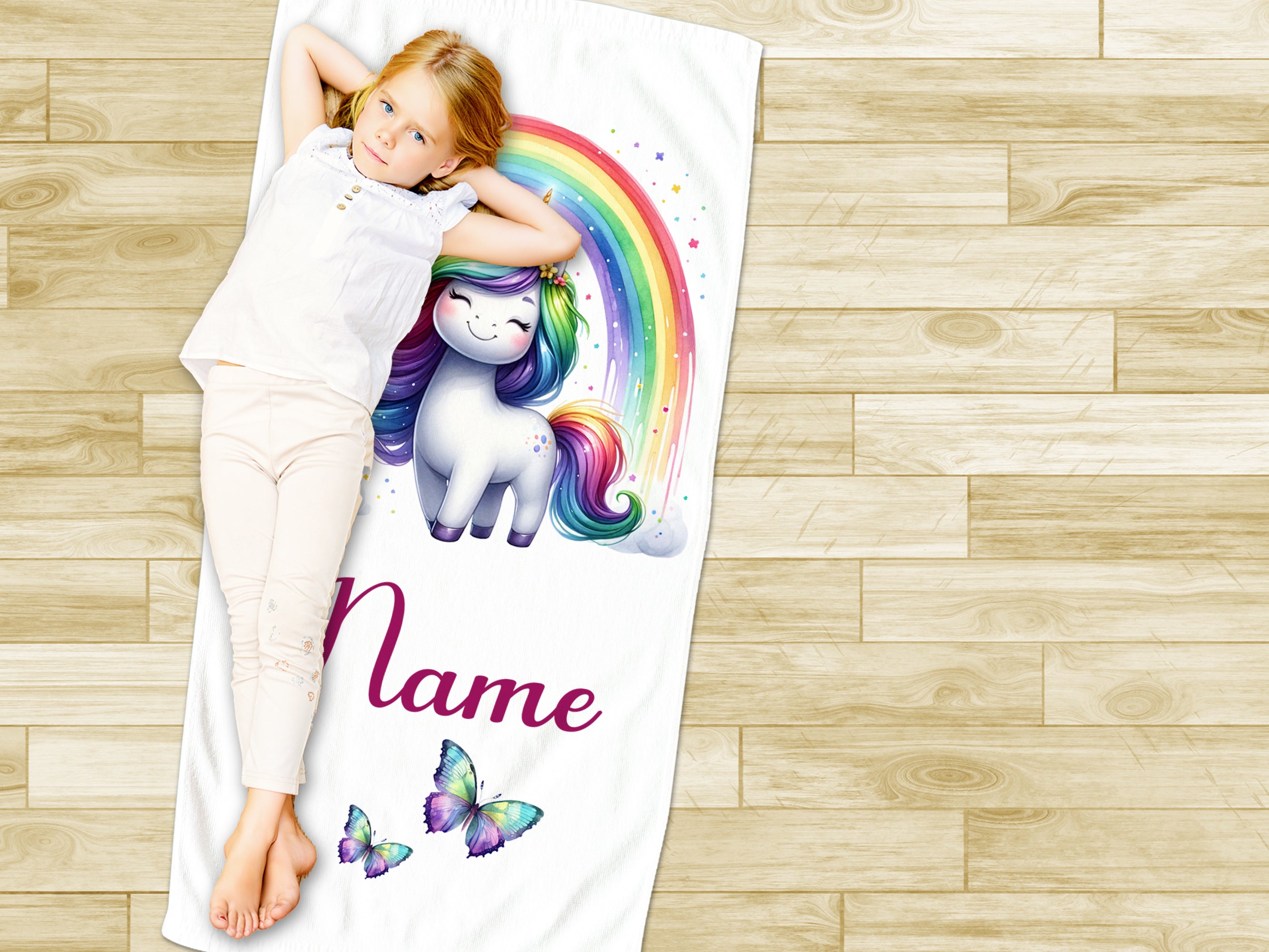 Handtuch Einhorn mit Regenbogen