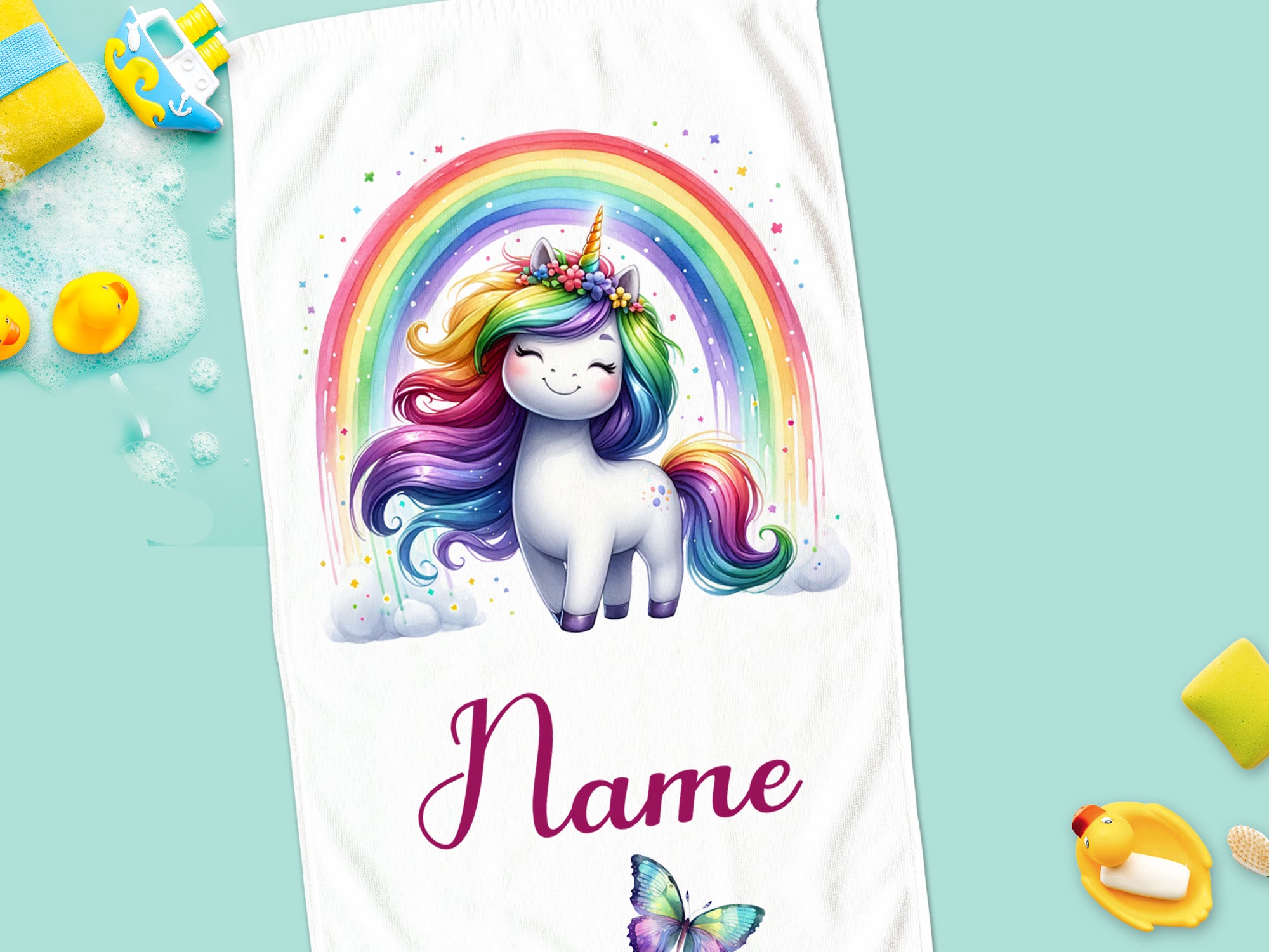 Handtuch Einhorn mit Regenbogen