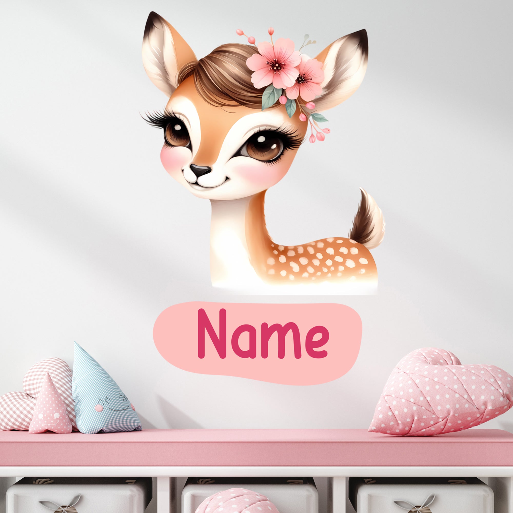 Wandtattoo Reh mit Blumen