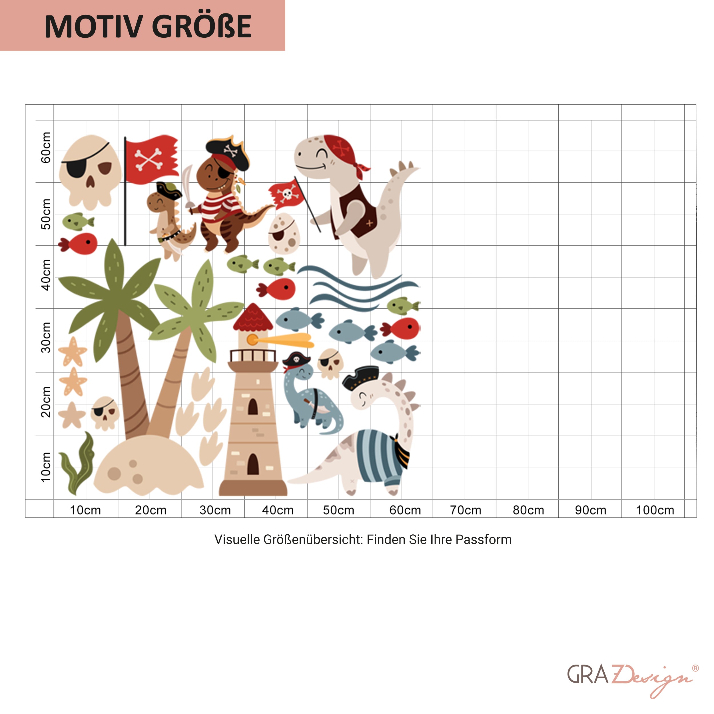 Wandtattoo Dinosaurier Piraten