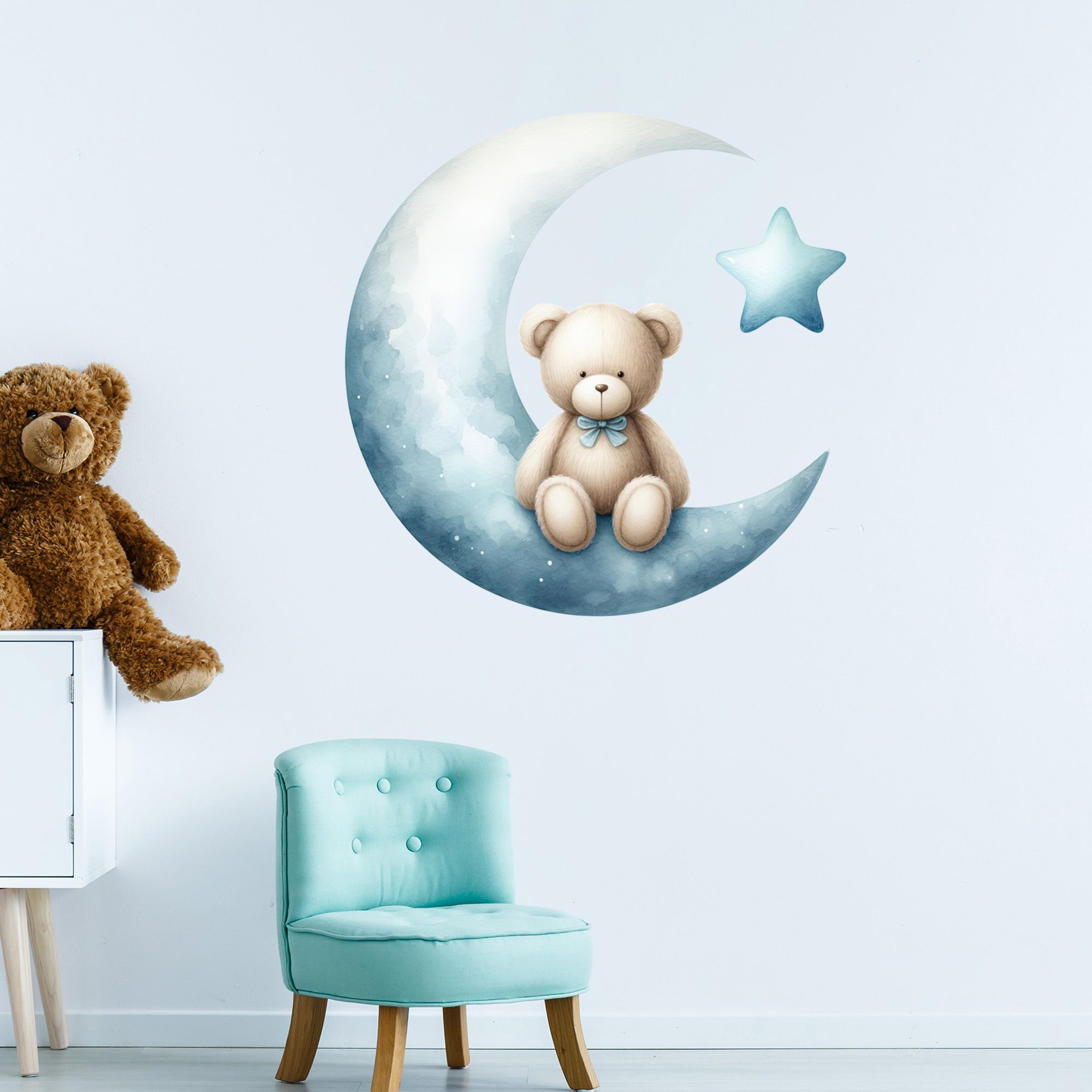 Wandtattoo Teddy auf Mond - Für süße Träume