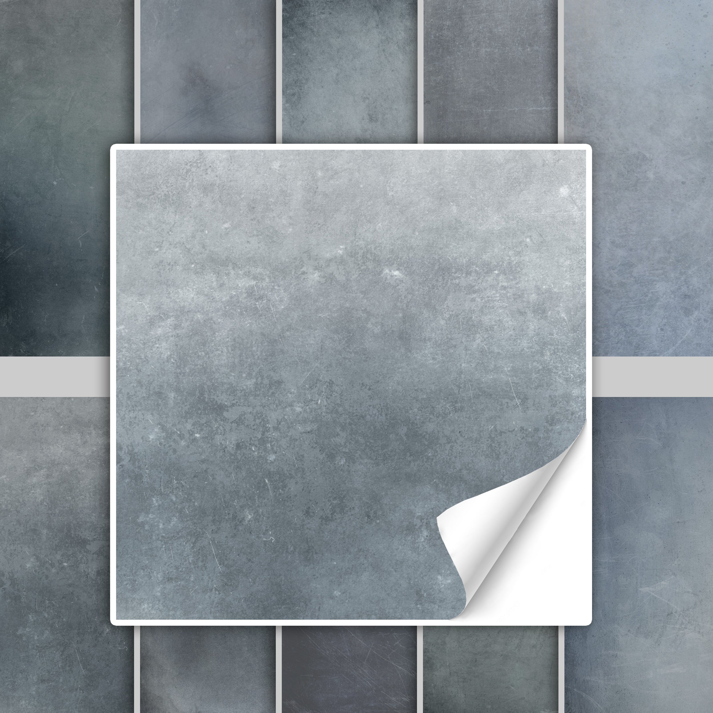 Grau strukturierte Tapete mit abgerolltem Ecken-Design.