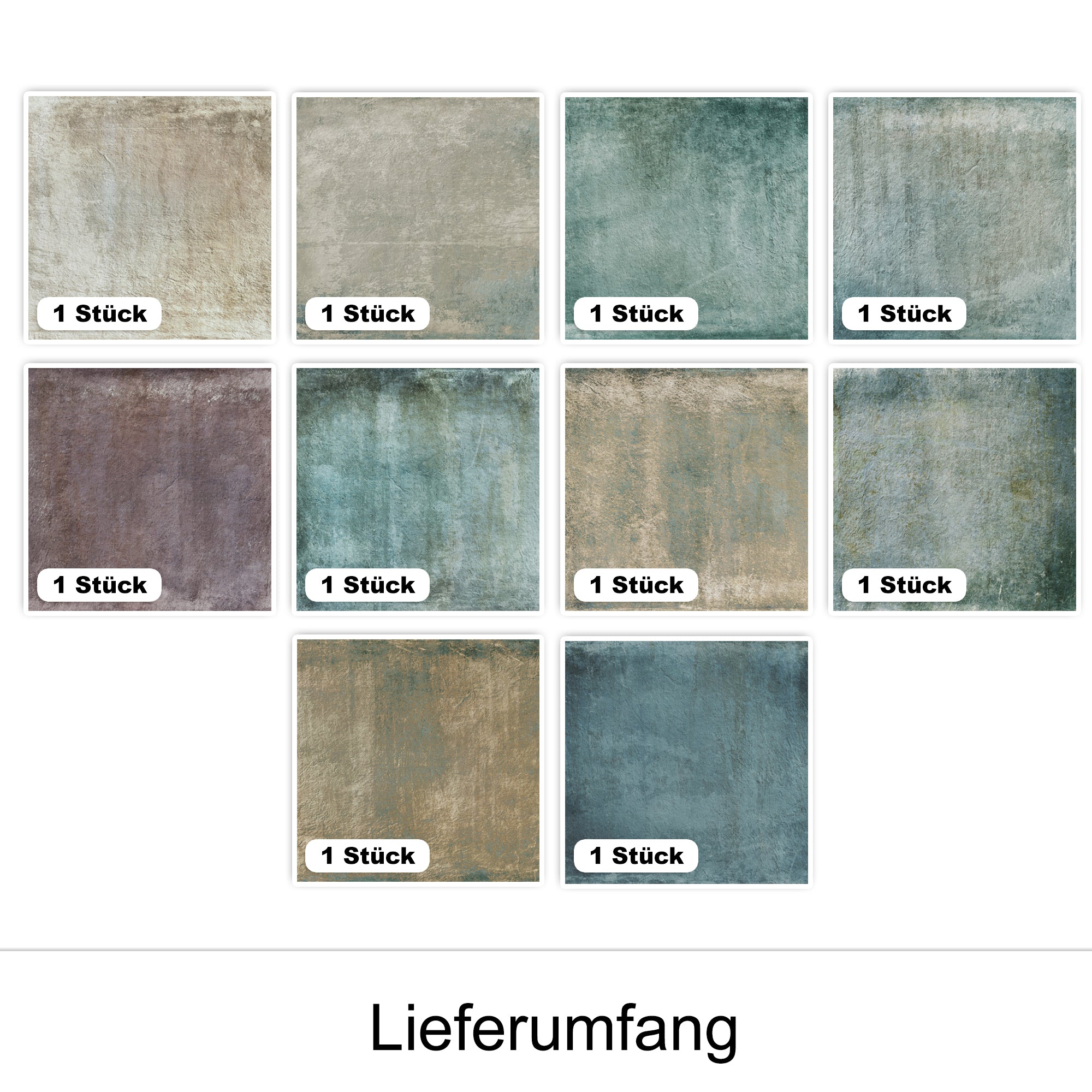 Fliesenaufkleber in Blau- und Grautönen