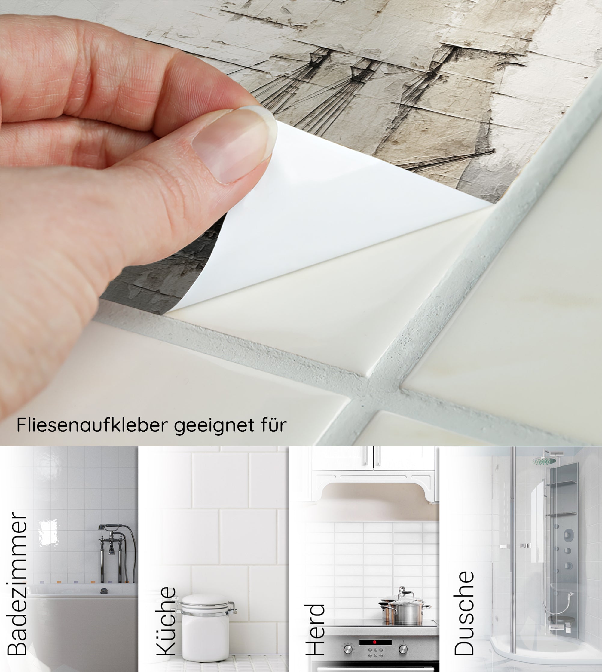 Fliesenaufkleber für Badezimmer, Küche, Herd und Dusche.