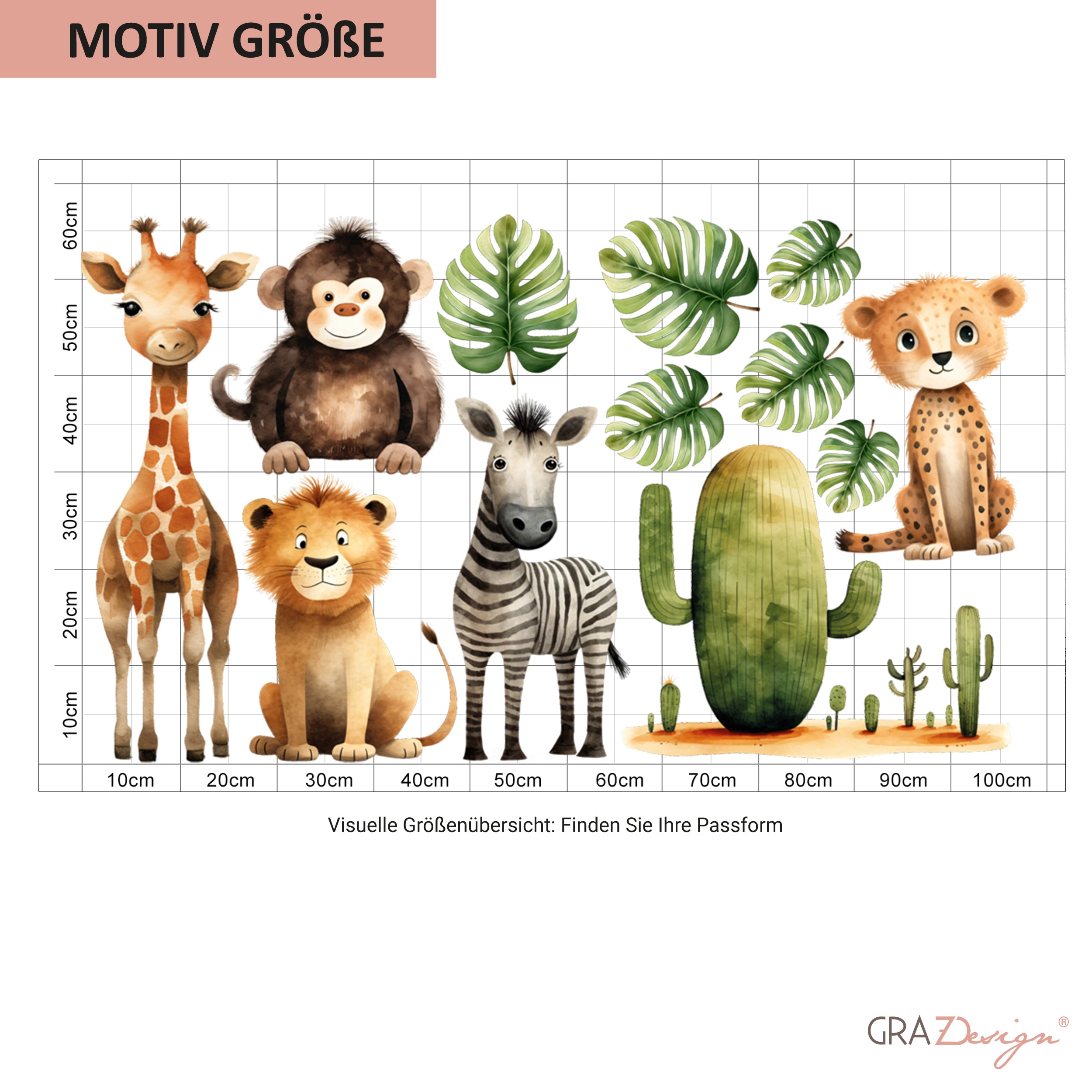Wandtattoo Tierparade im Kinderzimmer