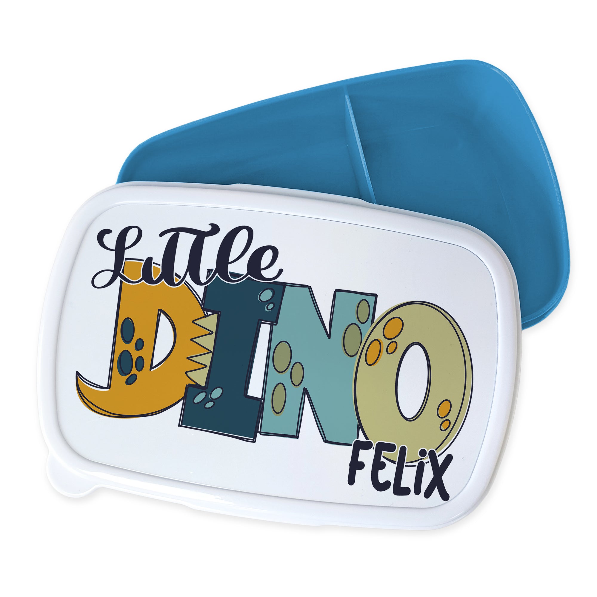 Brotdose Blau mit Dino-Motiv