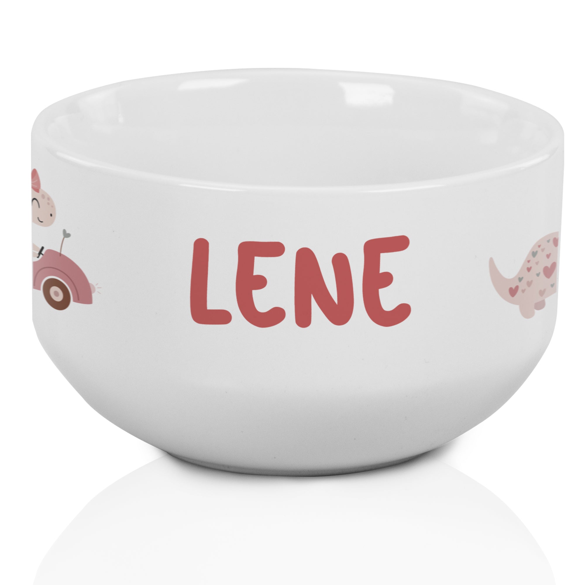 Müslischale mit niedlichem Dinos in rosa