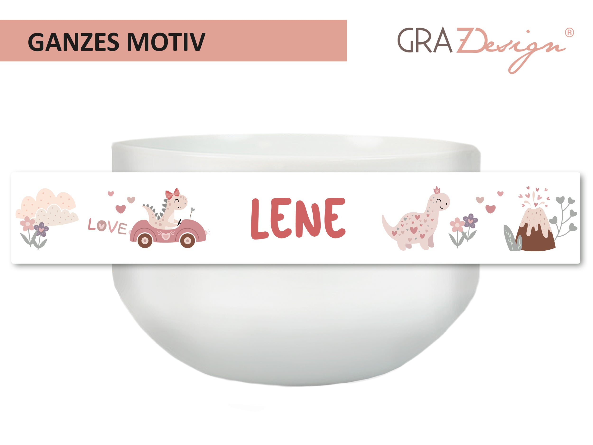 Müslischale mit niedlichem Dinos in rosa