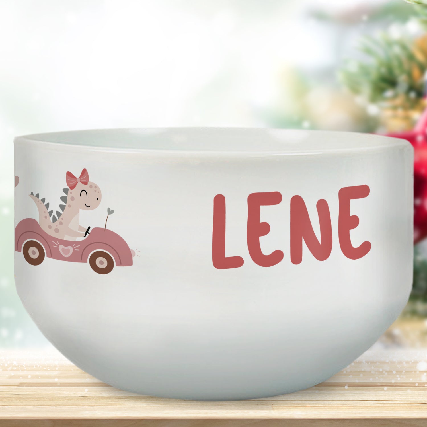 Müslischale mit niedlichem Dinos in rosa