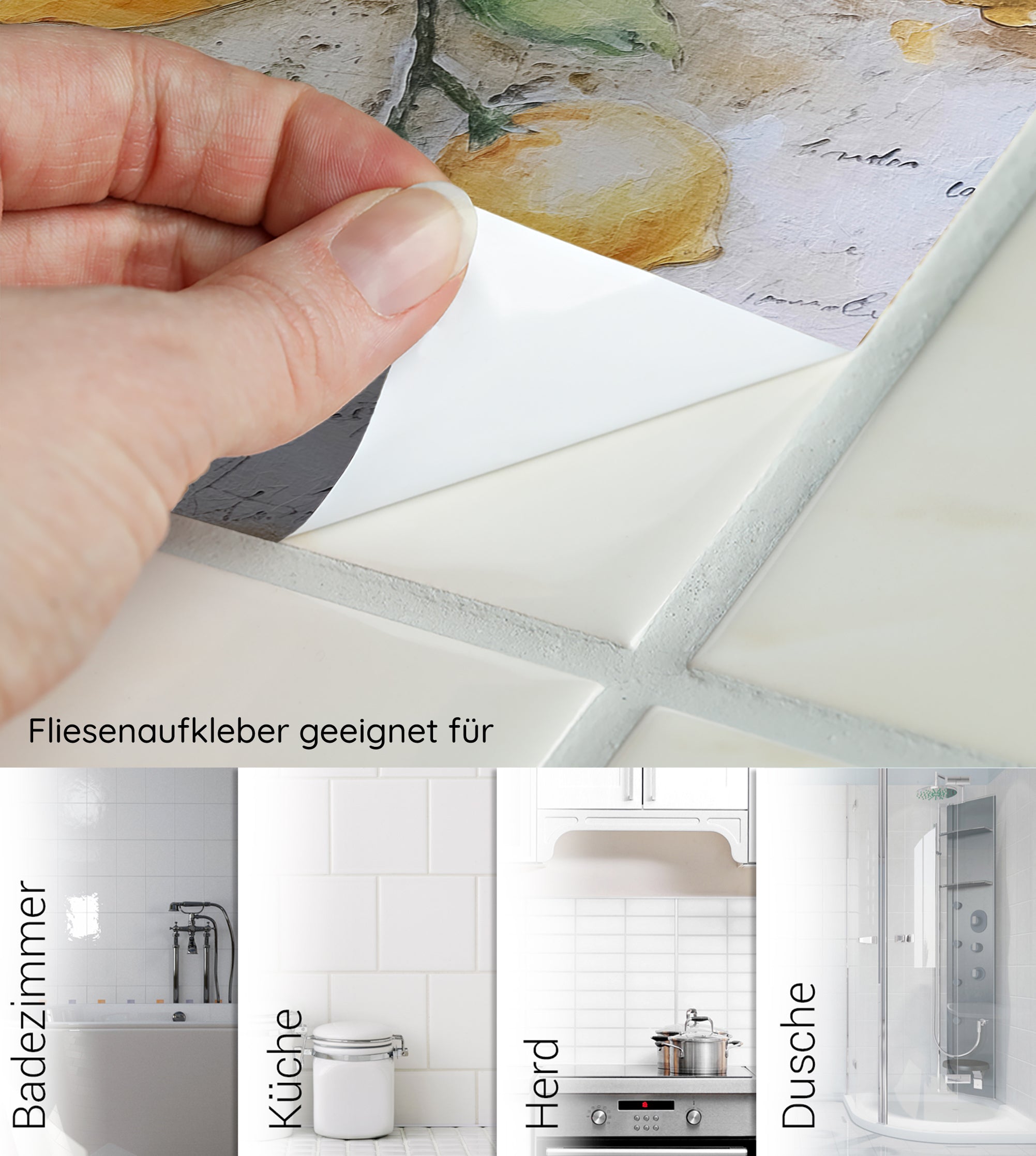 Fliesenaufkleber für Badezimmer, Küche, Herd und Dusche.
