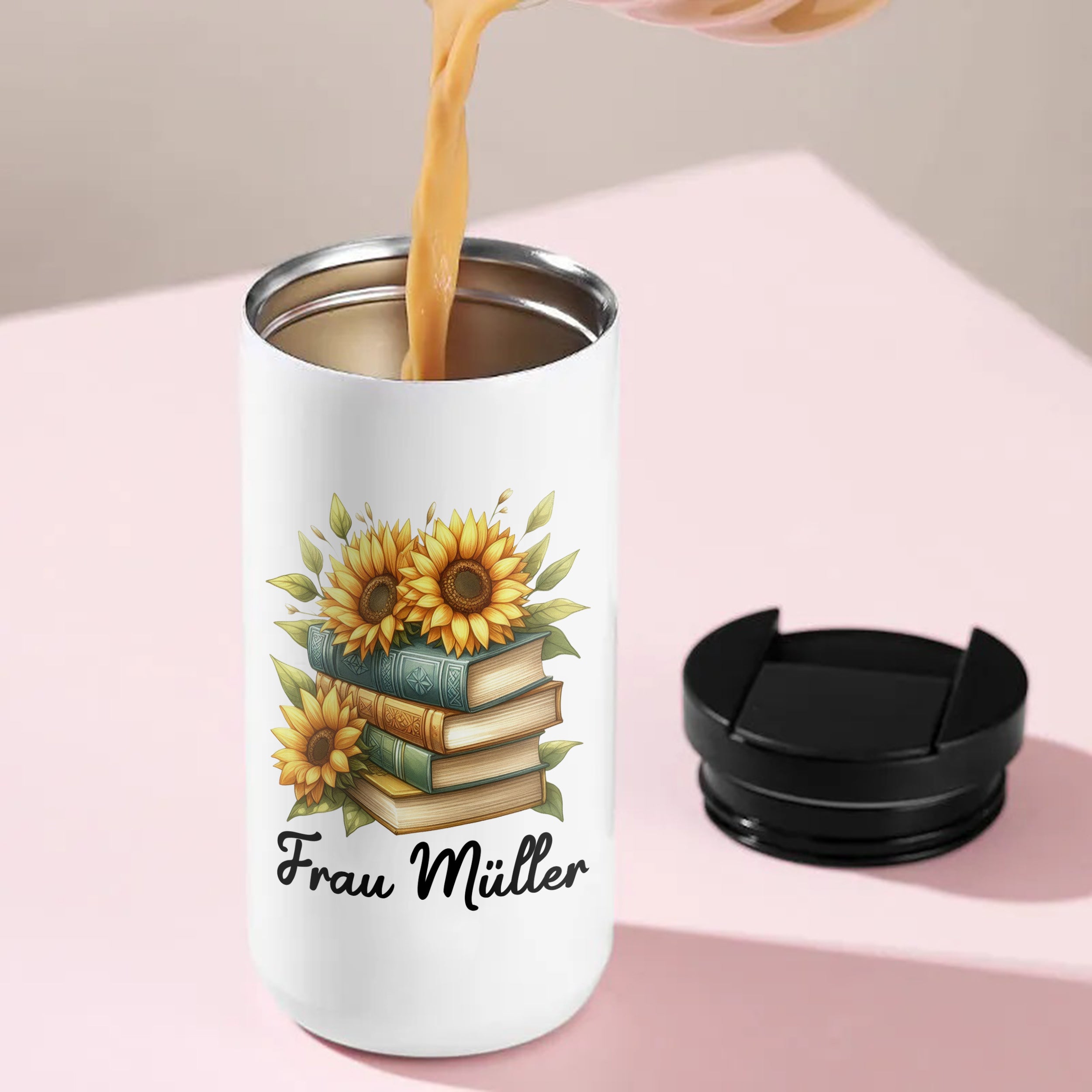 Kaffeebecher Thermo mit Sonnenblumen