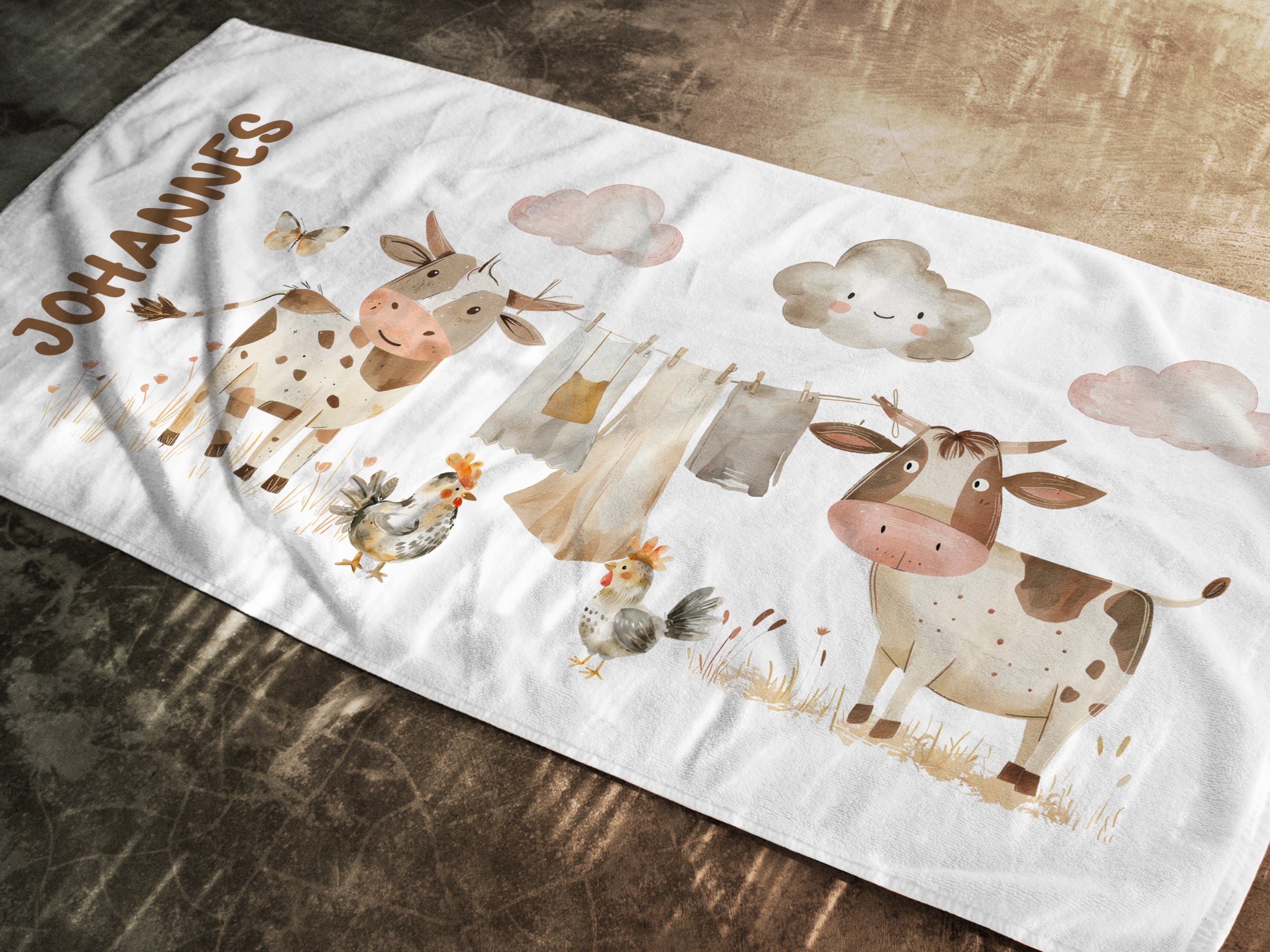 Handtuch Bauernhof mit Kühen