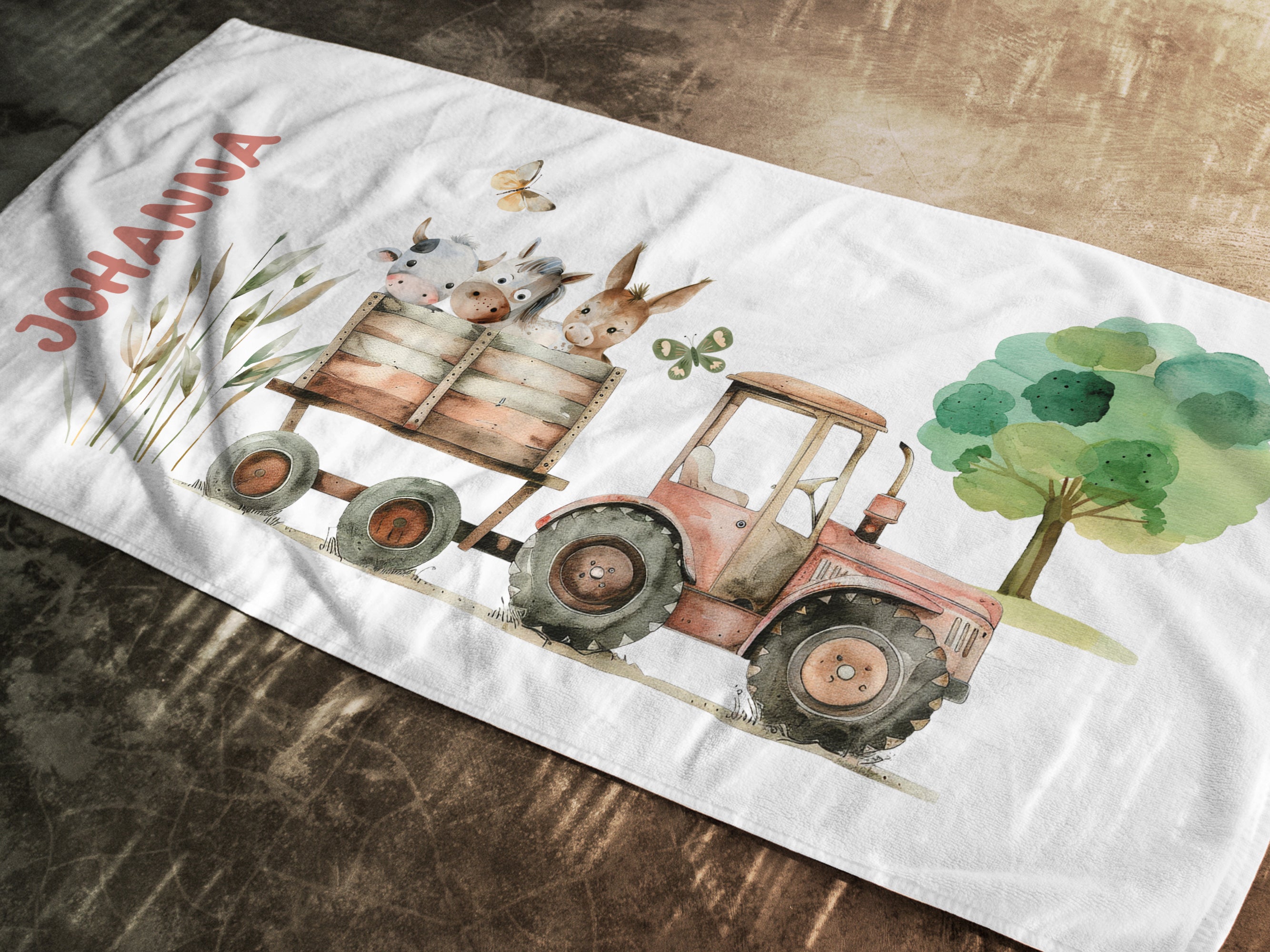 Handtuch mit Traktor-Motiv