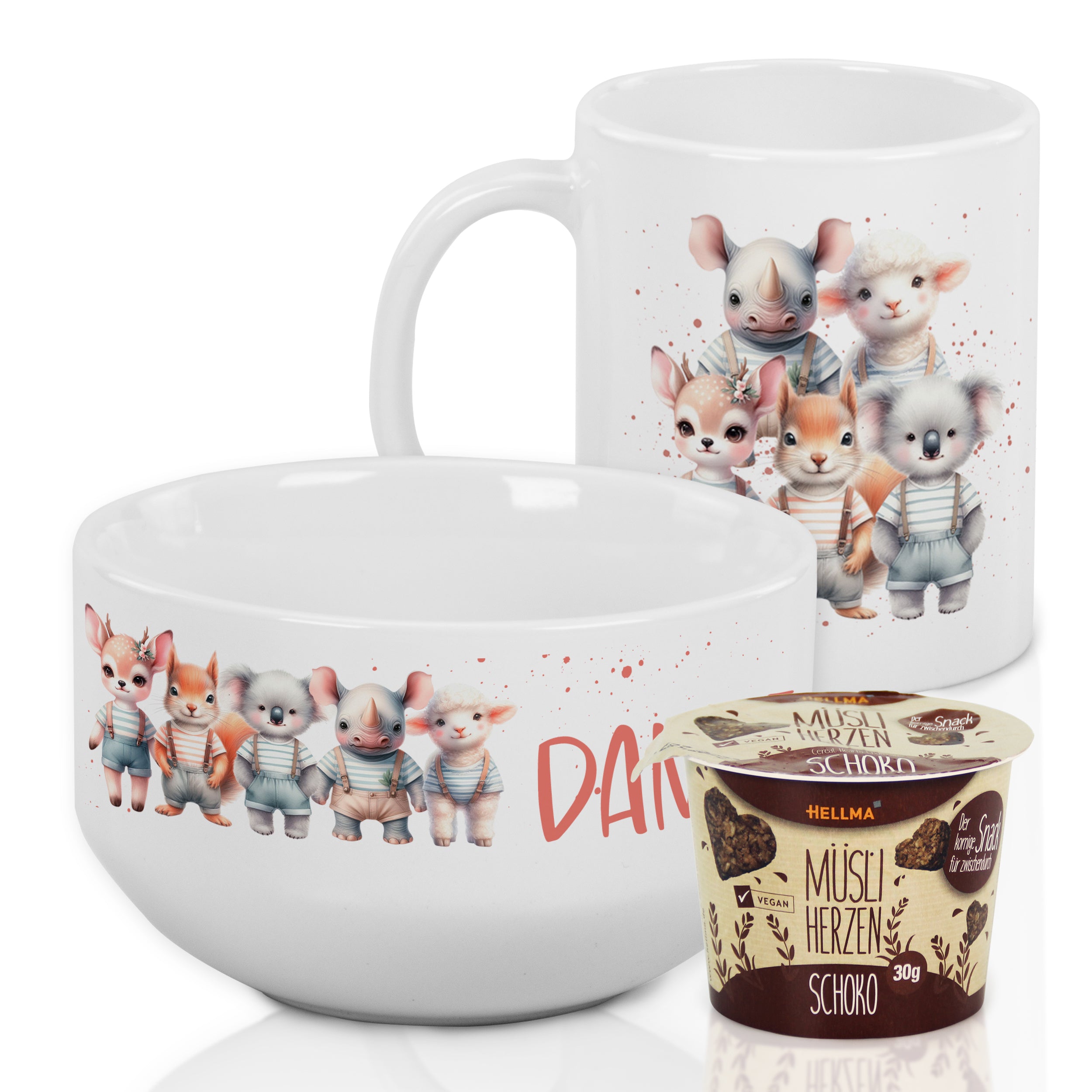 Frühstücksset mit süßen Tierchen - Für fröhliche Morgenstunden