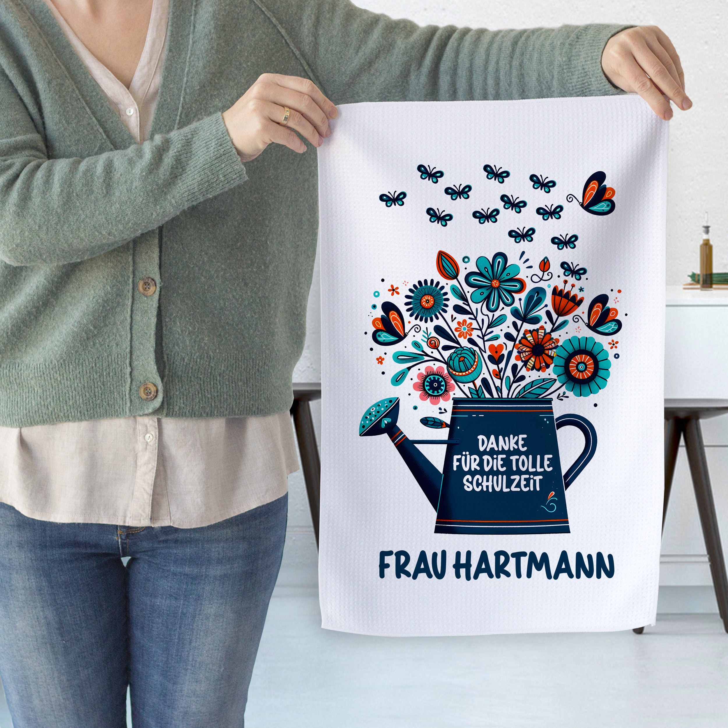 Geschirrtuch mit Blumenmotiv