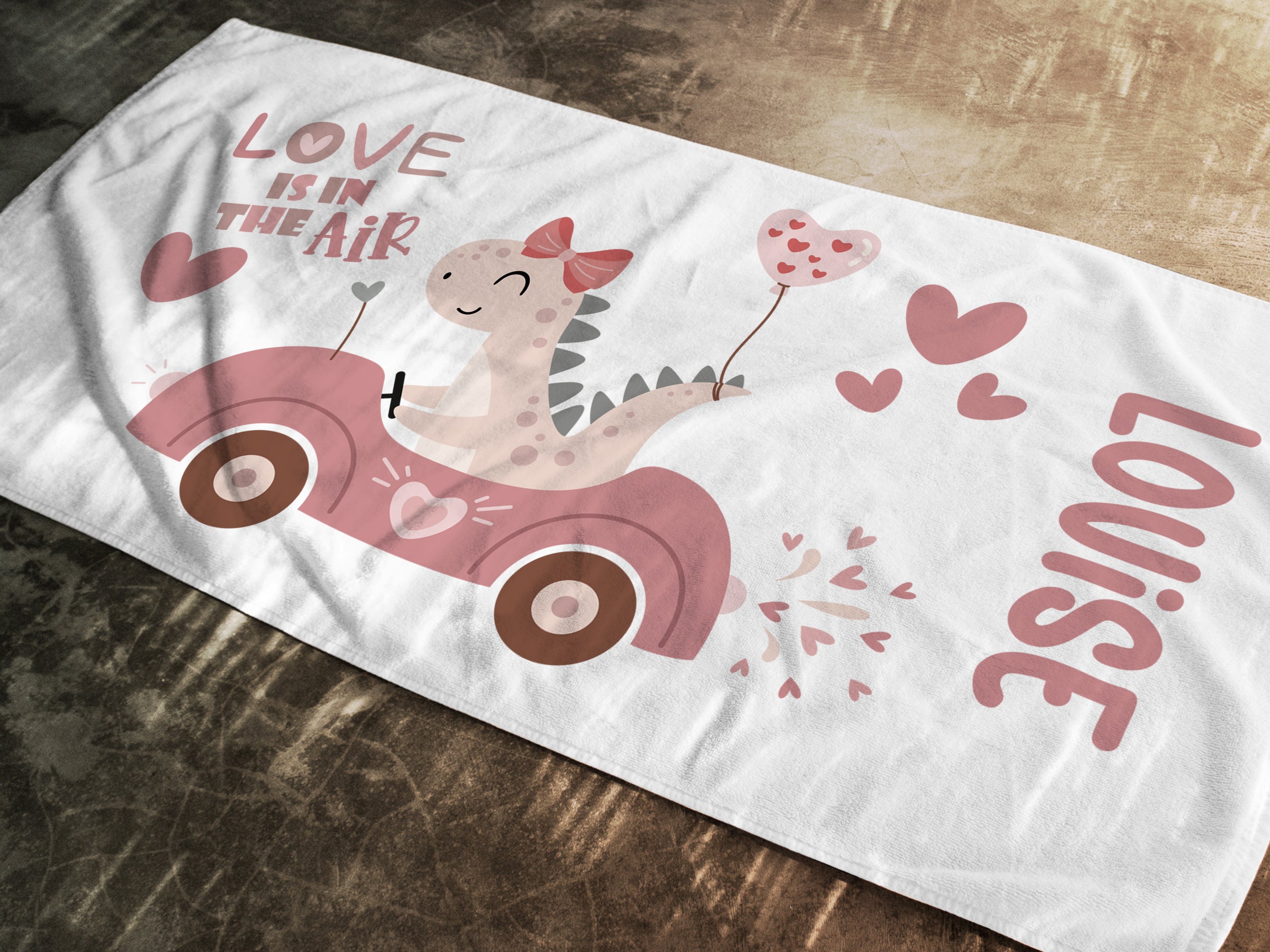 Handtuch mit Dinosaurier in rosa