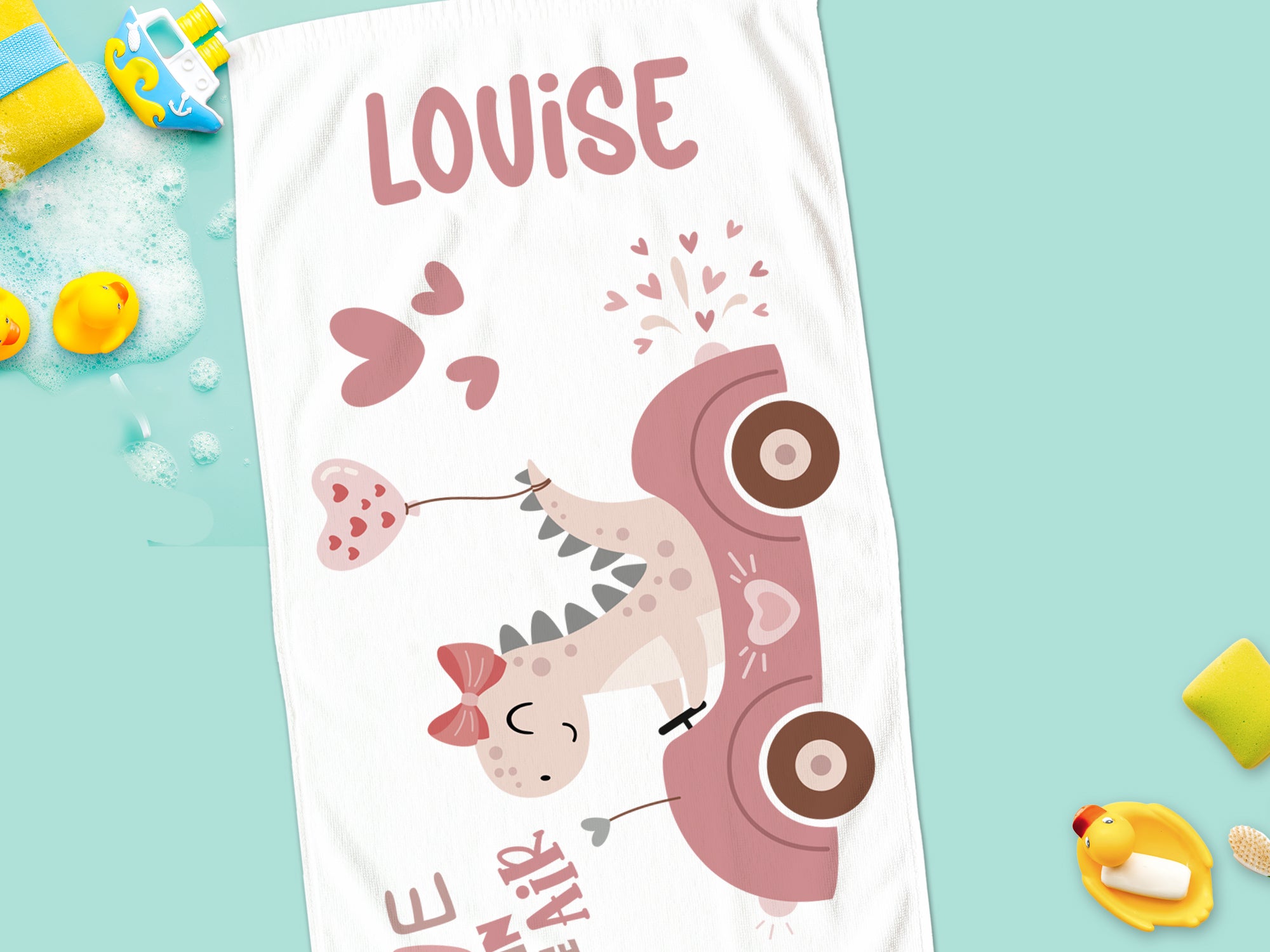 Handtuch mit Dinosaurier in rosa