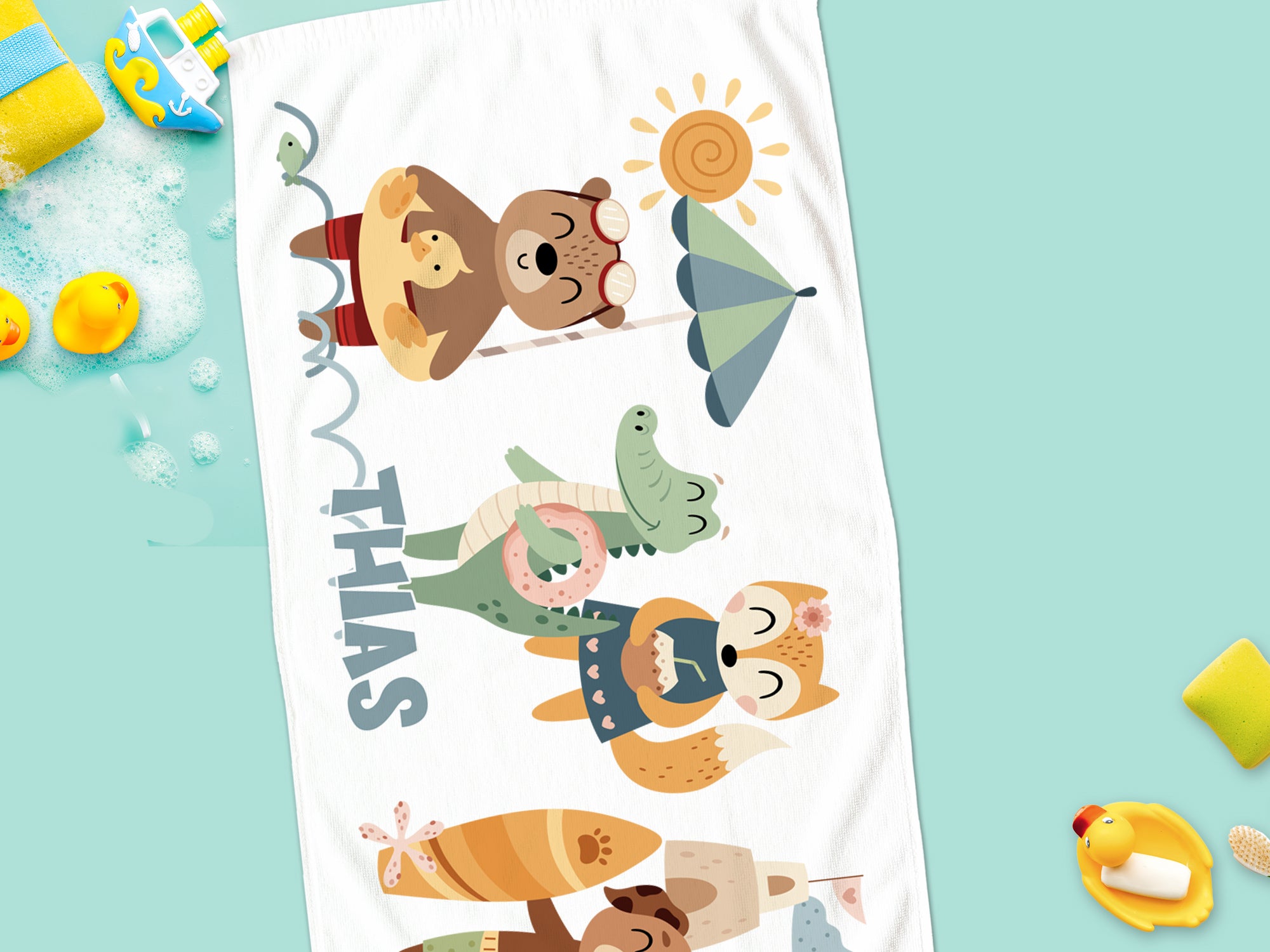 Handtuch mit tierischen Freunden