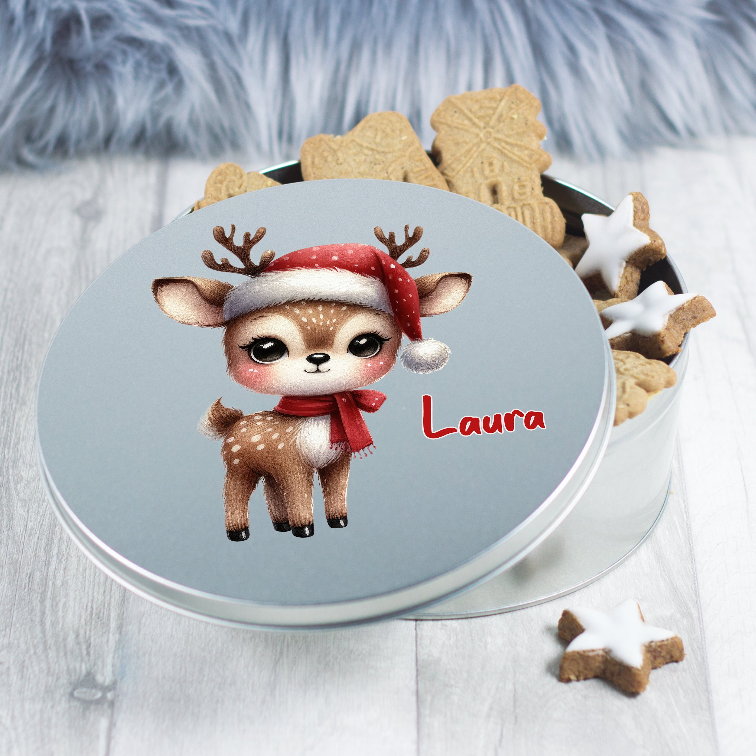 Keksdose mit Reh-Motiv - Süße Weihnachtsüberraschung