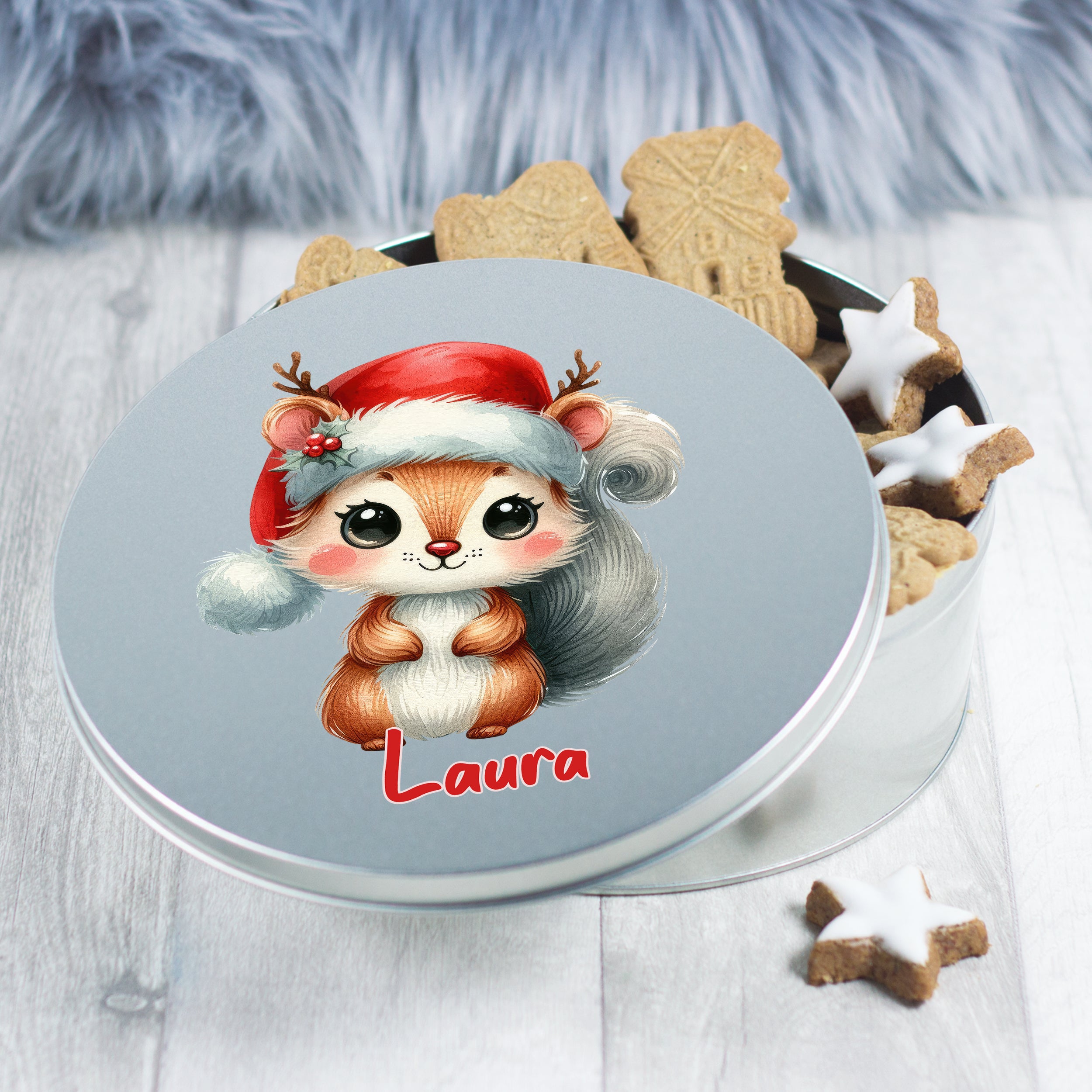 Keksdose mit niedlichem Eichhörnchen - Für festliche Naschereien