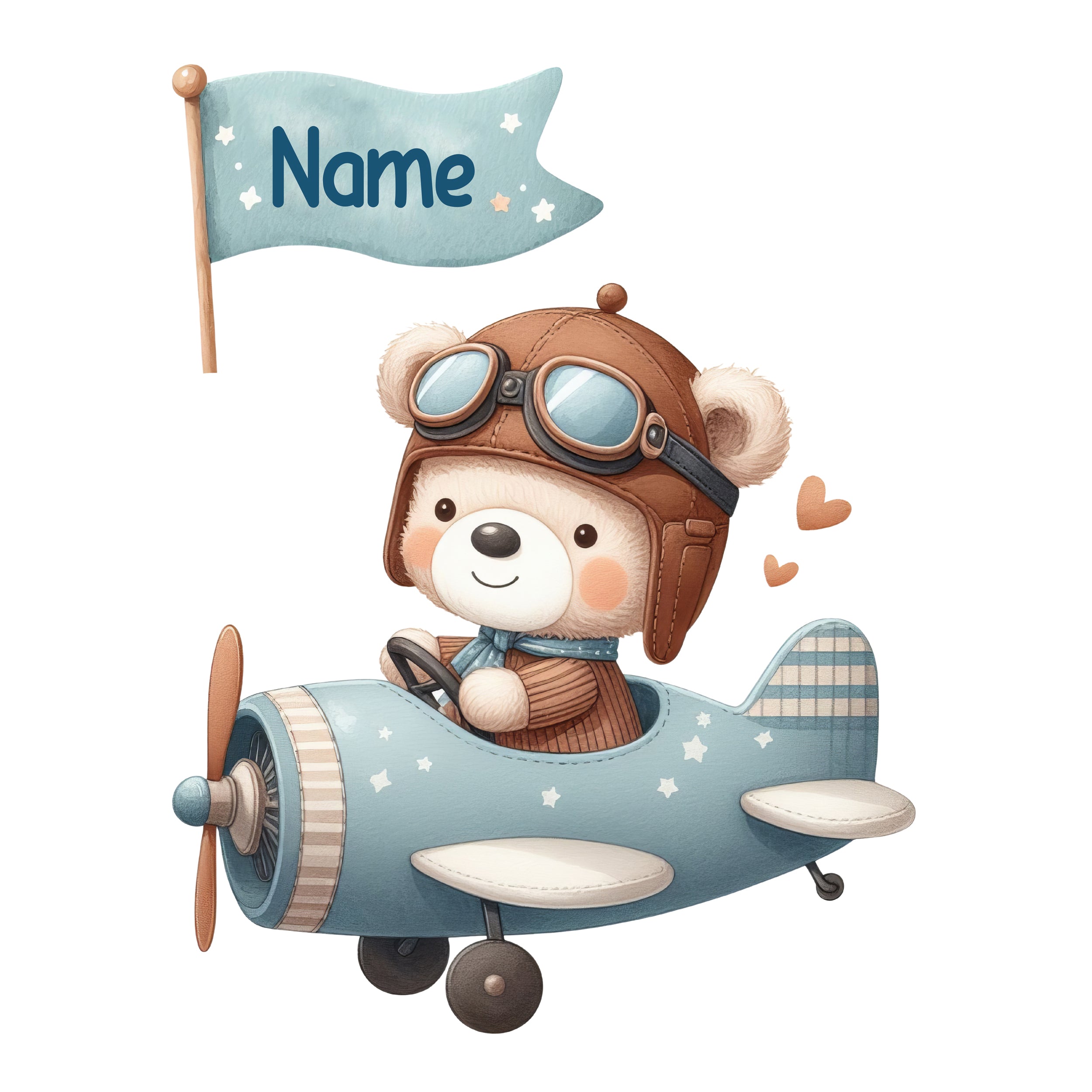 Wandtattoo Flugzeug mit Bär