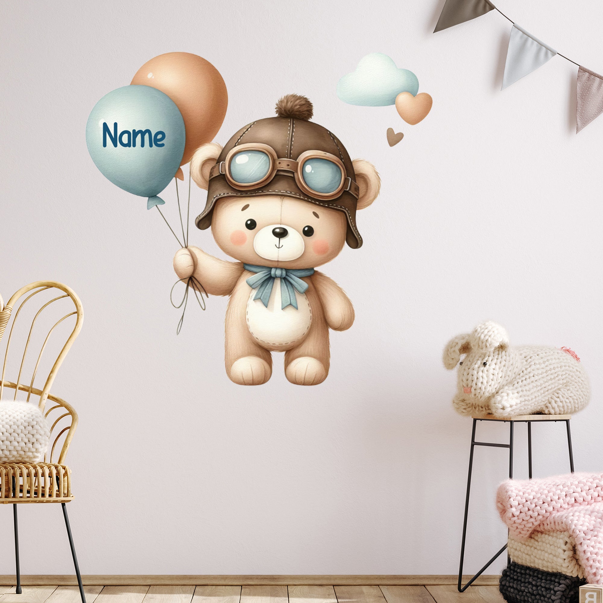 Wandtattoo Bär mit Luftballons