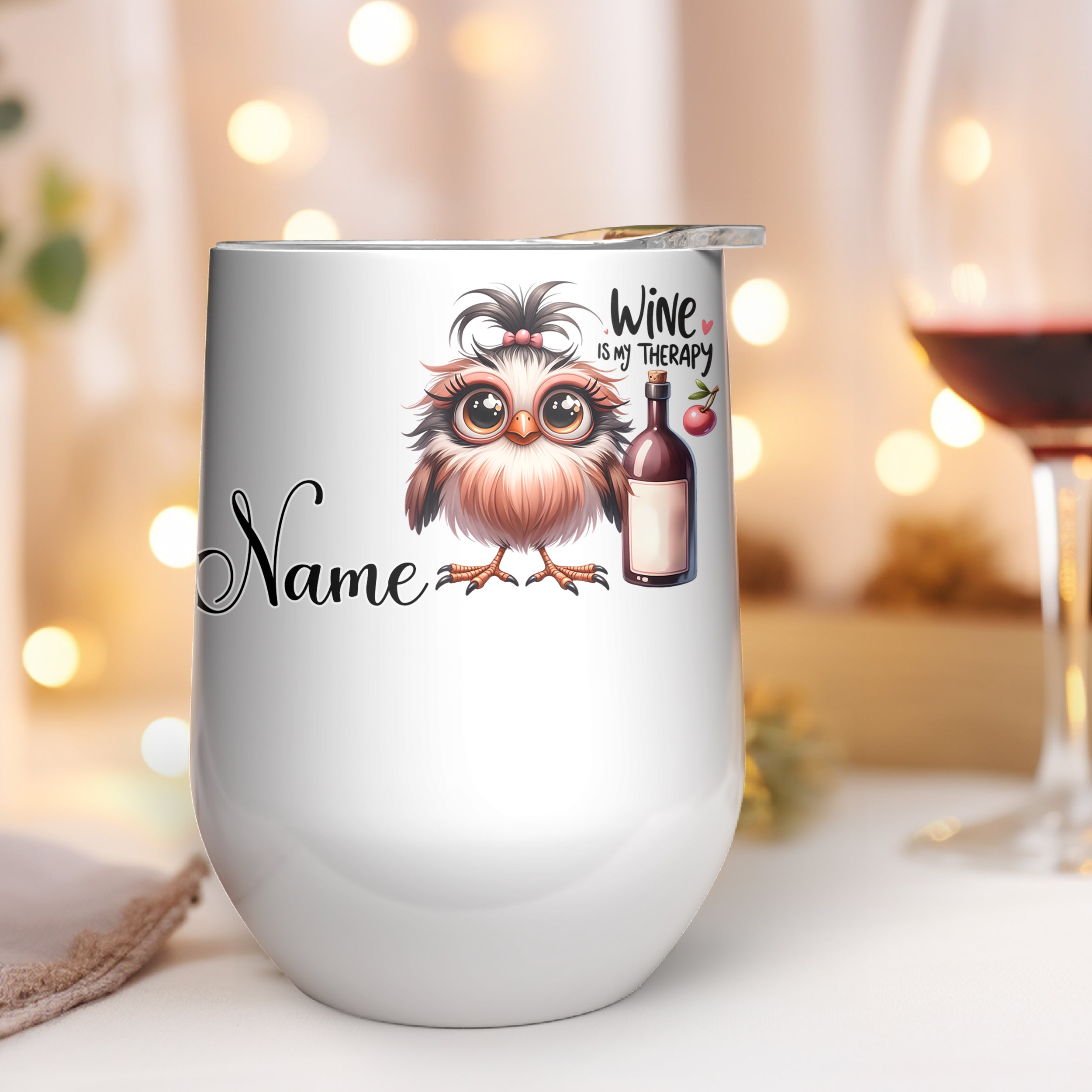 Weinbecher Eule - Wein ist meine Therapie