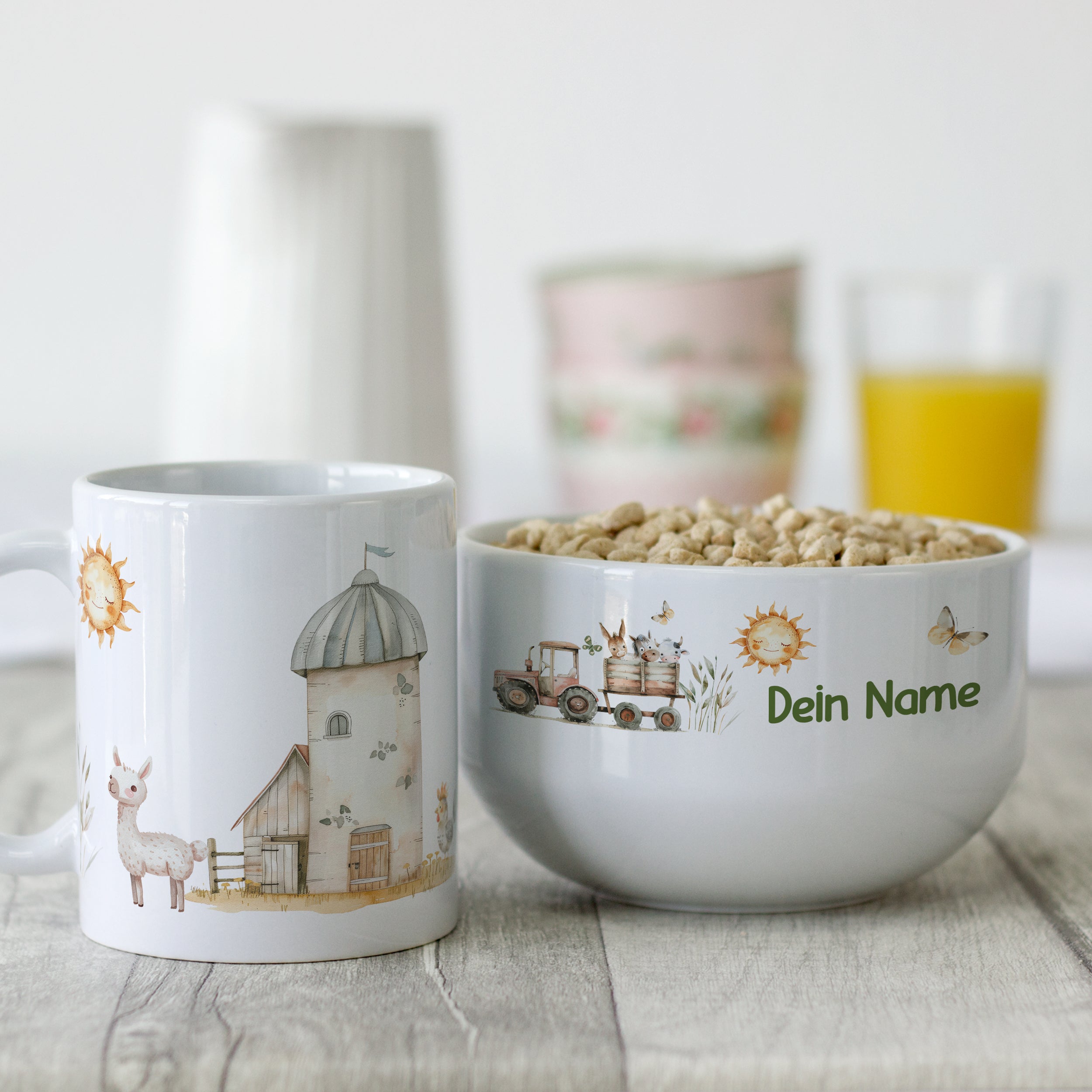 Frühstücksset mit Bauernhoftieren