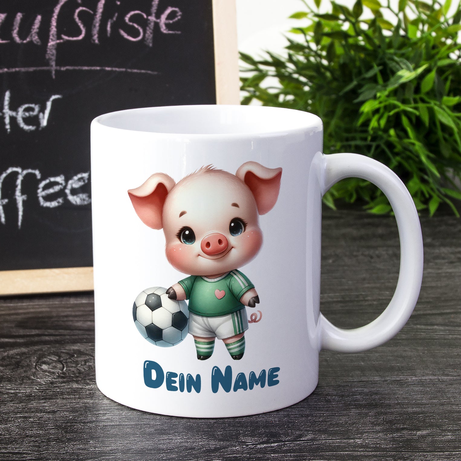Tasse mit Fußballschwein