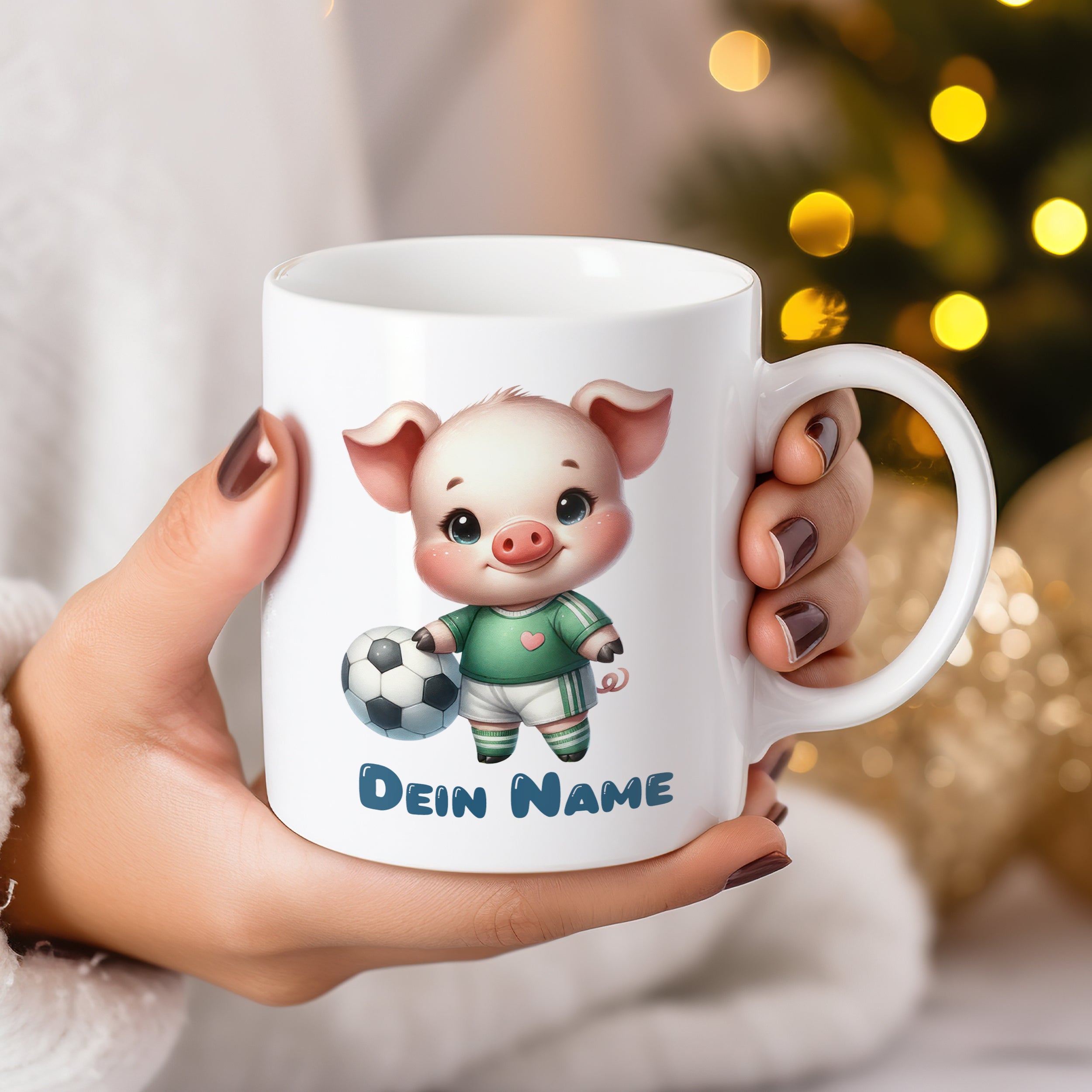 Tasse mit Fußballschwein