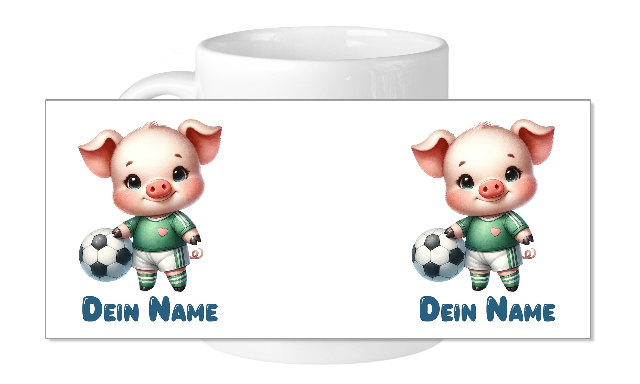 Tasse mit Fußballschwein