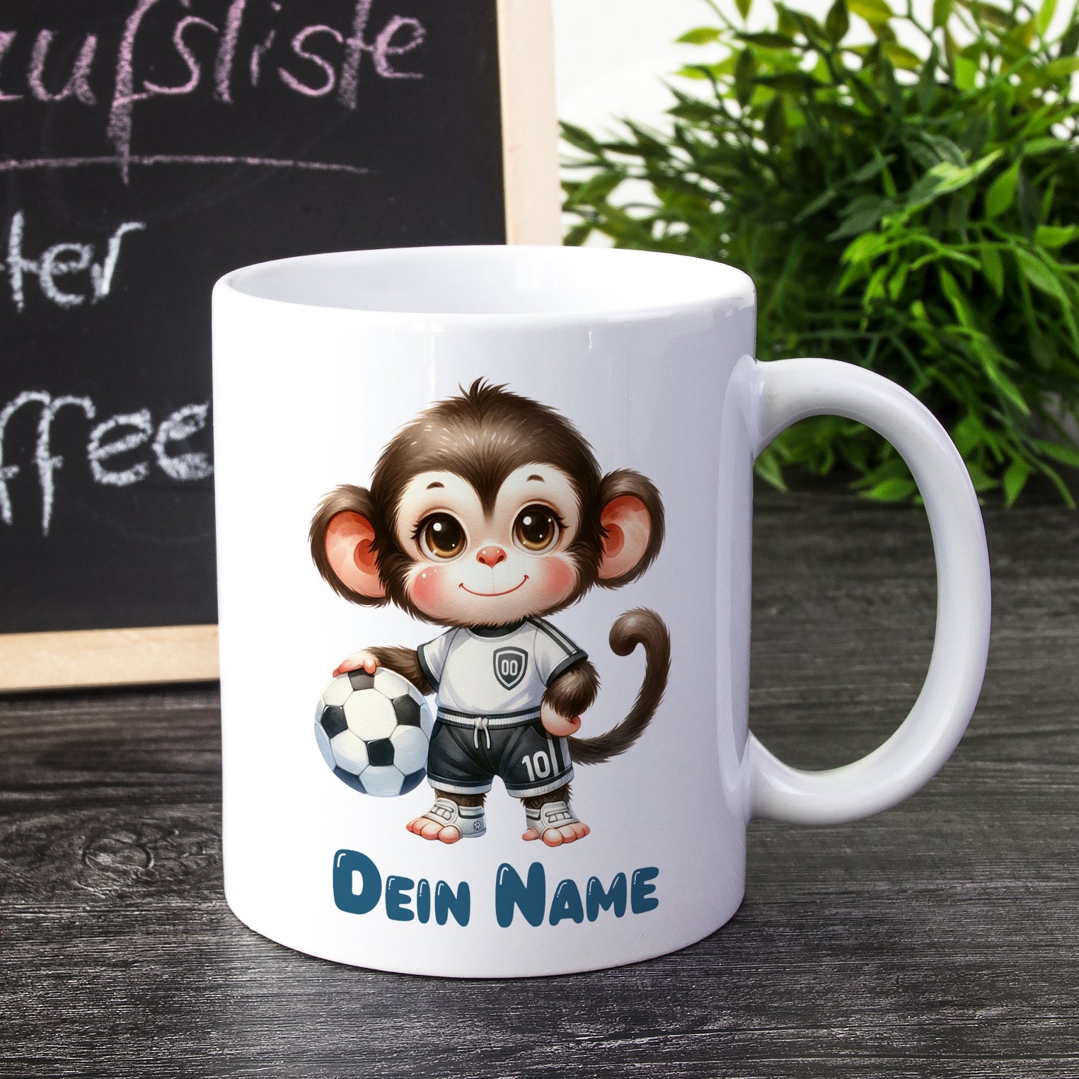 Tasse mit niedlichem Affenmotiv