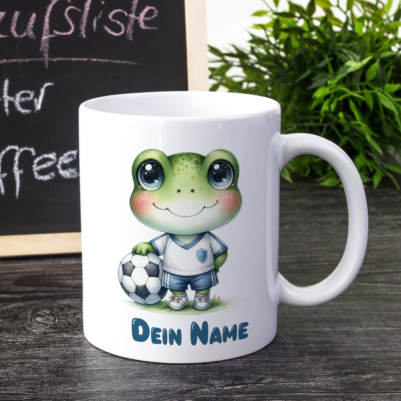 Tasse Frosch mit Fußball