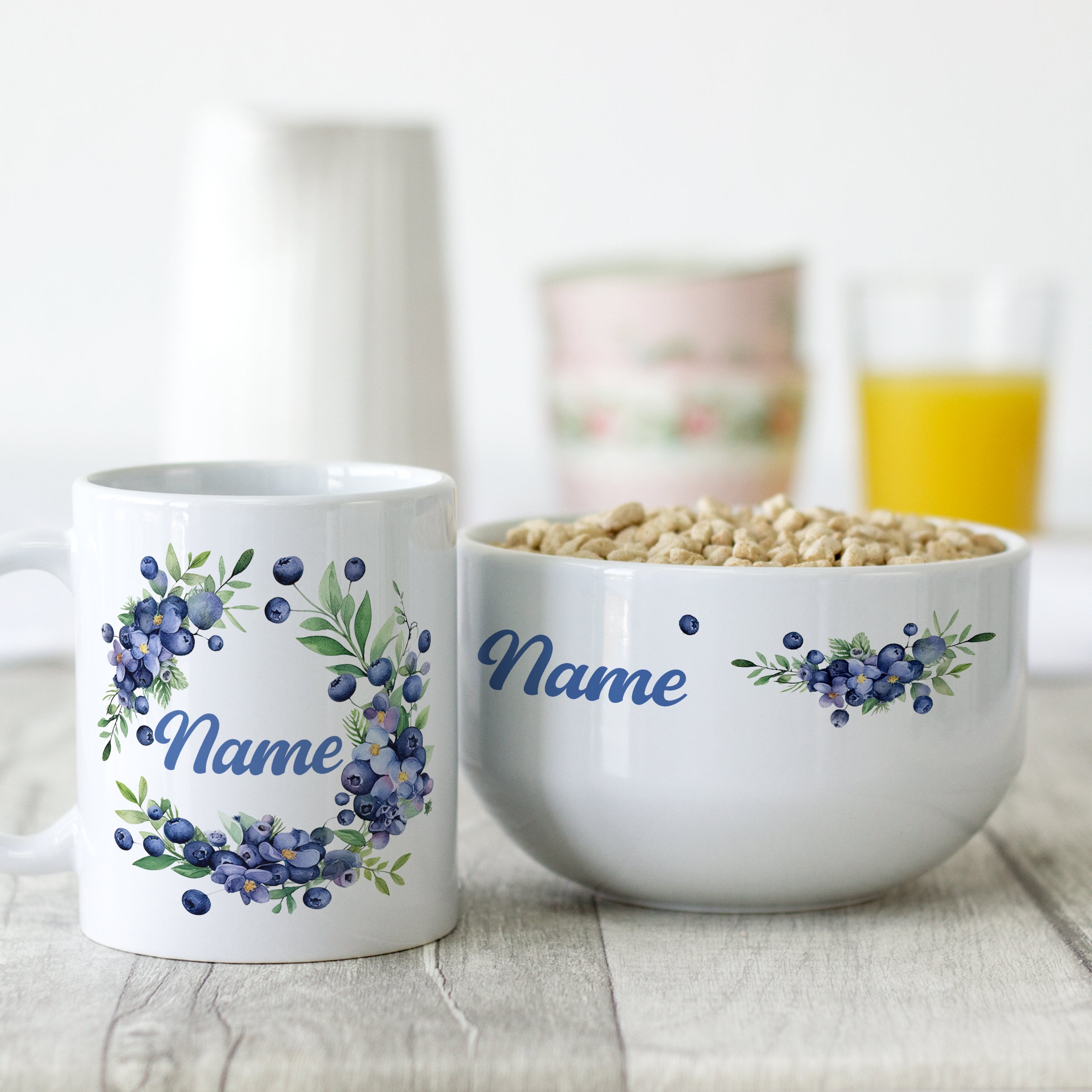 Set Müslischale mit Tasse Blaubeeren