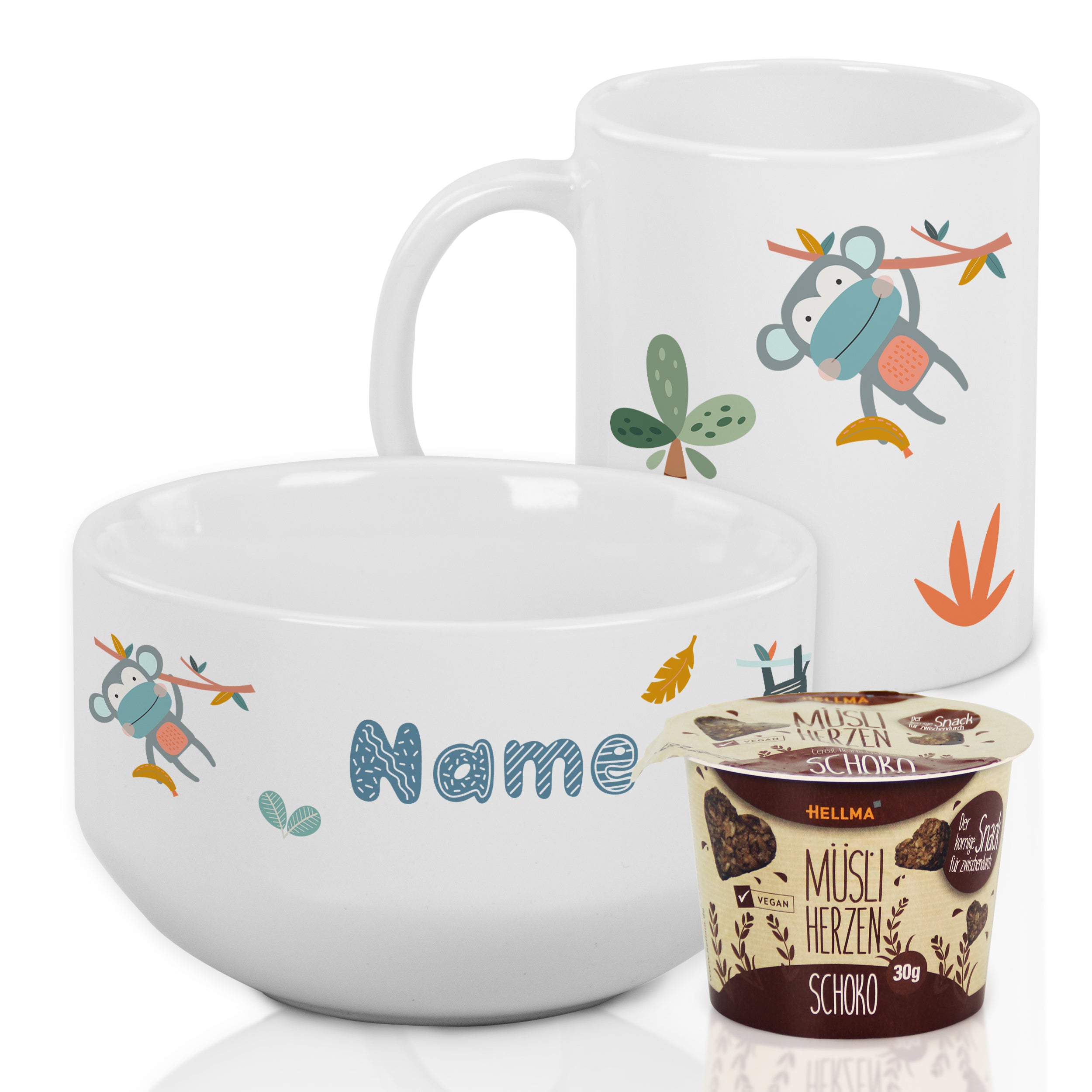 Set Müslischale mit Tasse Wilde Affen