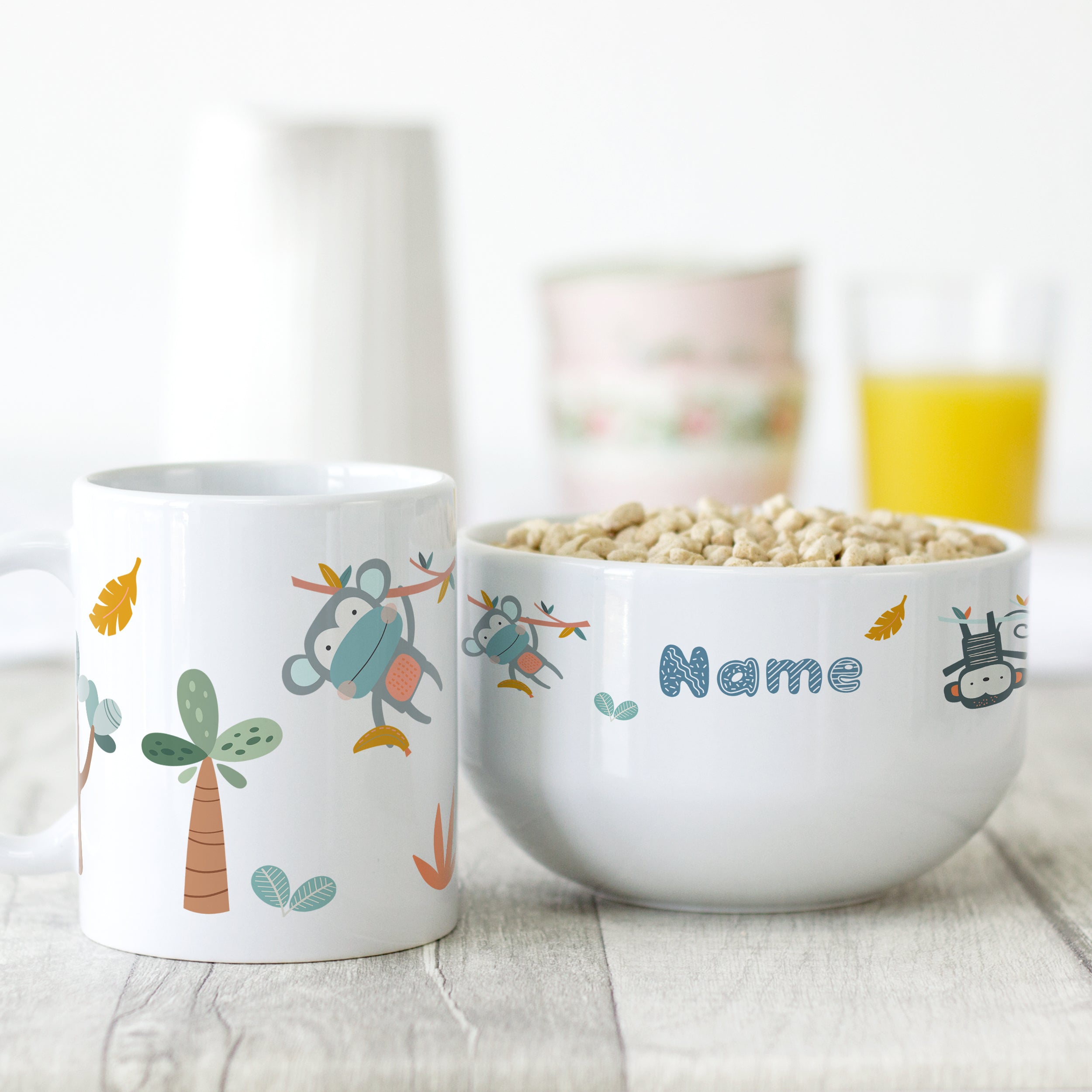 Set Müslischale mit Tasse Wilde Affen