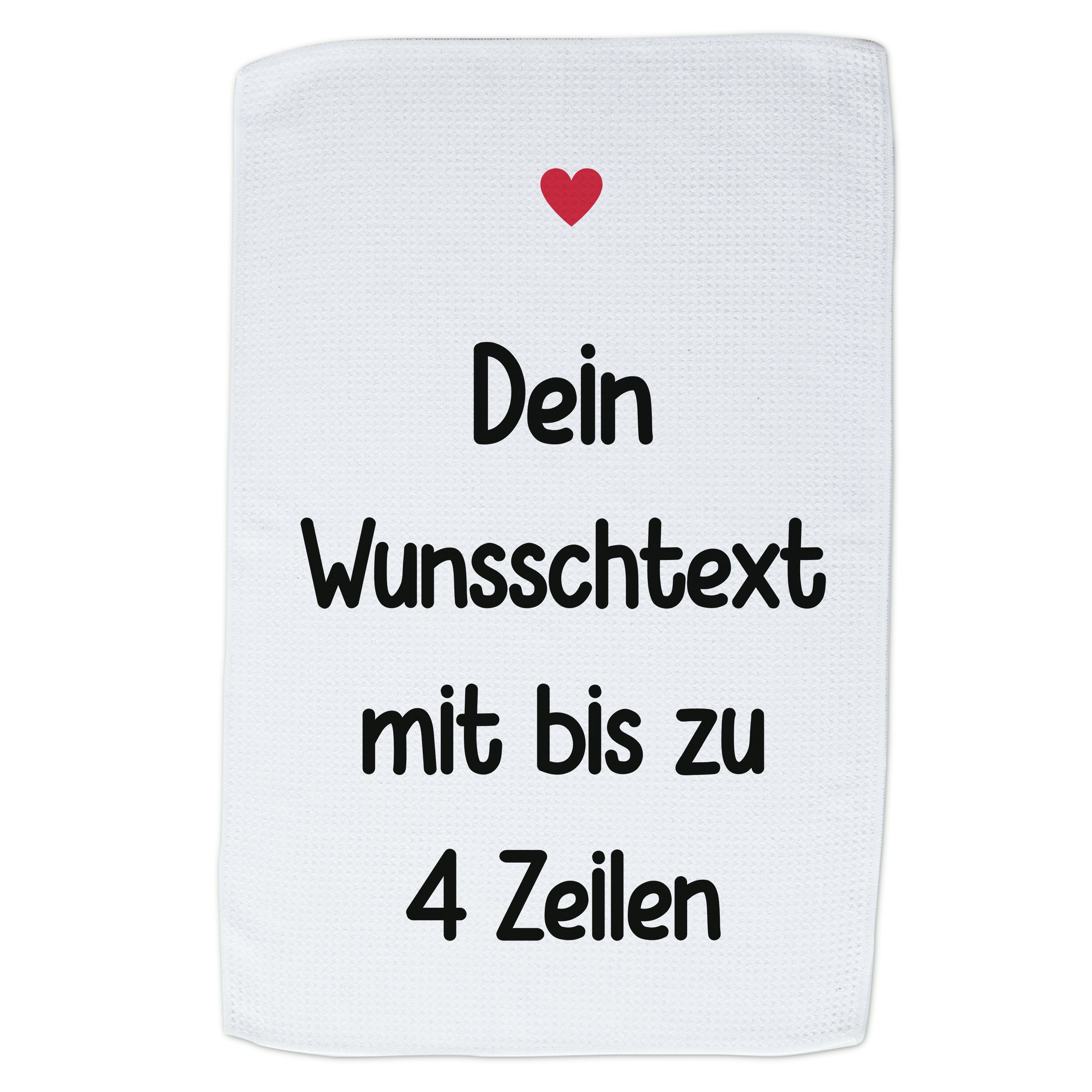 Geschirrtuch mit Wunschtext & Herz