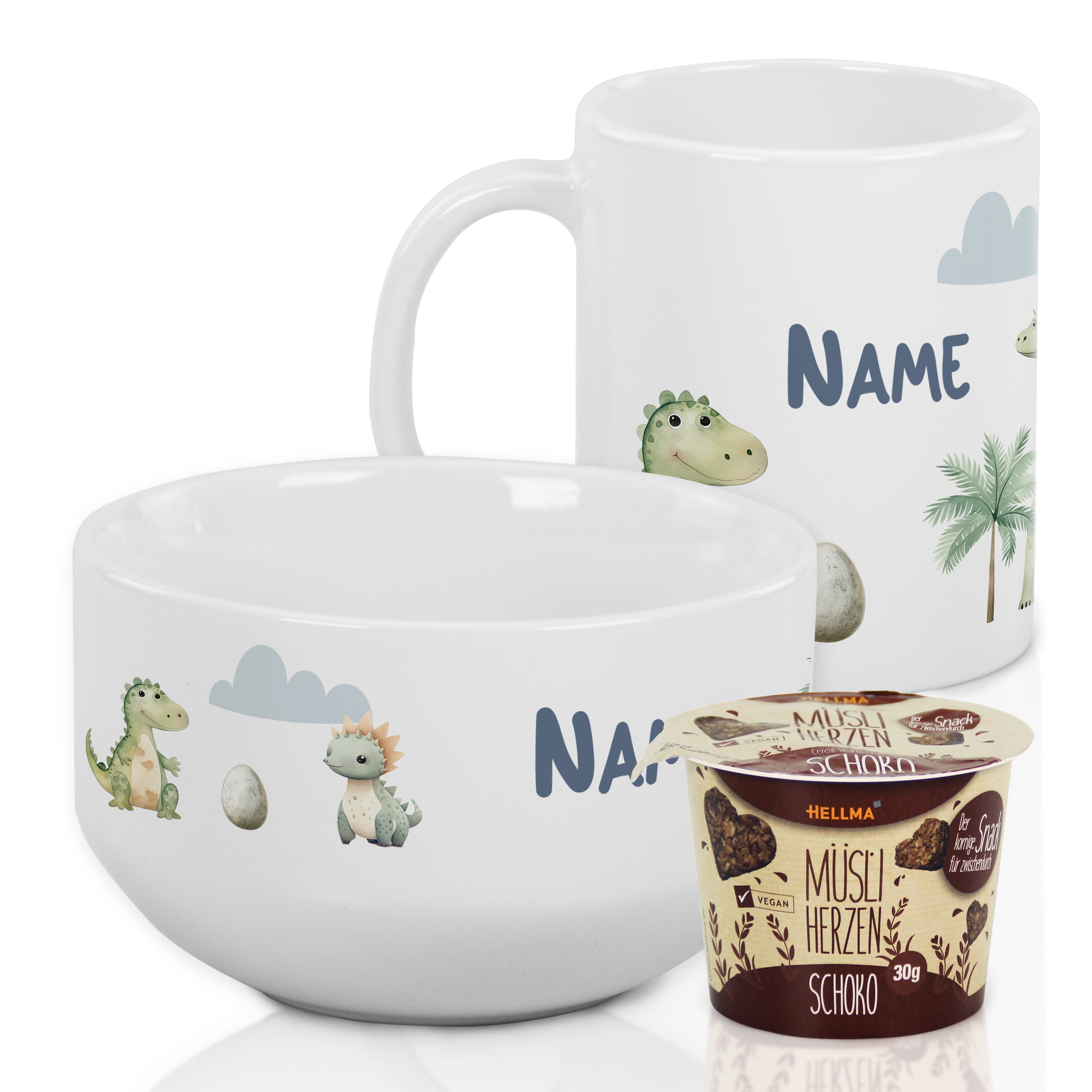 Set Müslischale mit Tasse - Dinosaurier