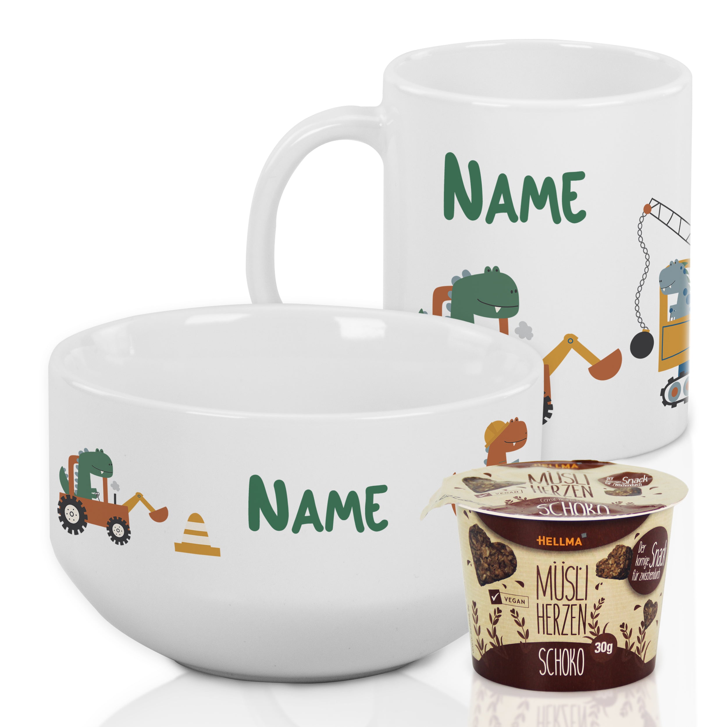 Set Müslischale mit Tasse - Für kleine Bauarbeiter