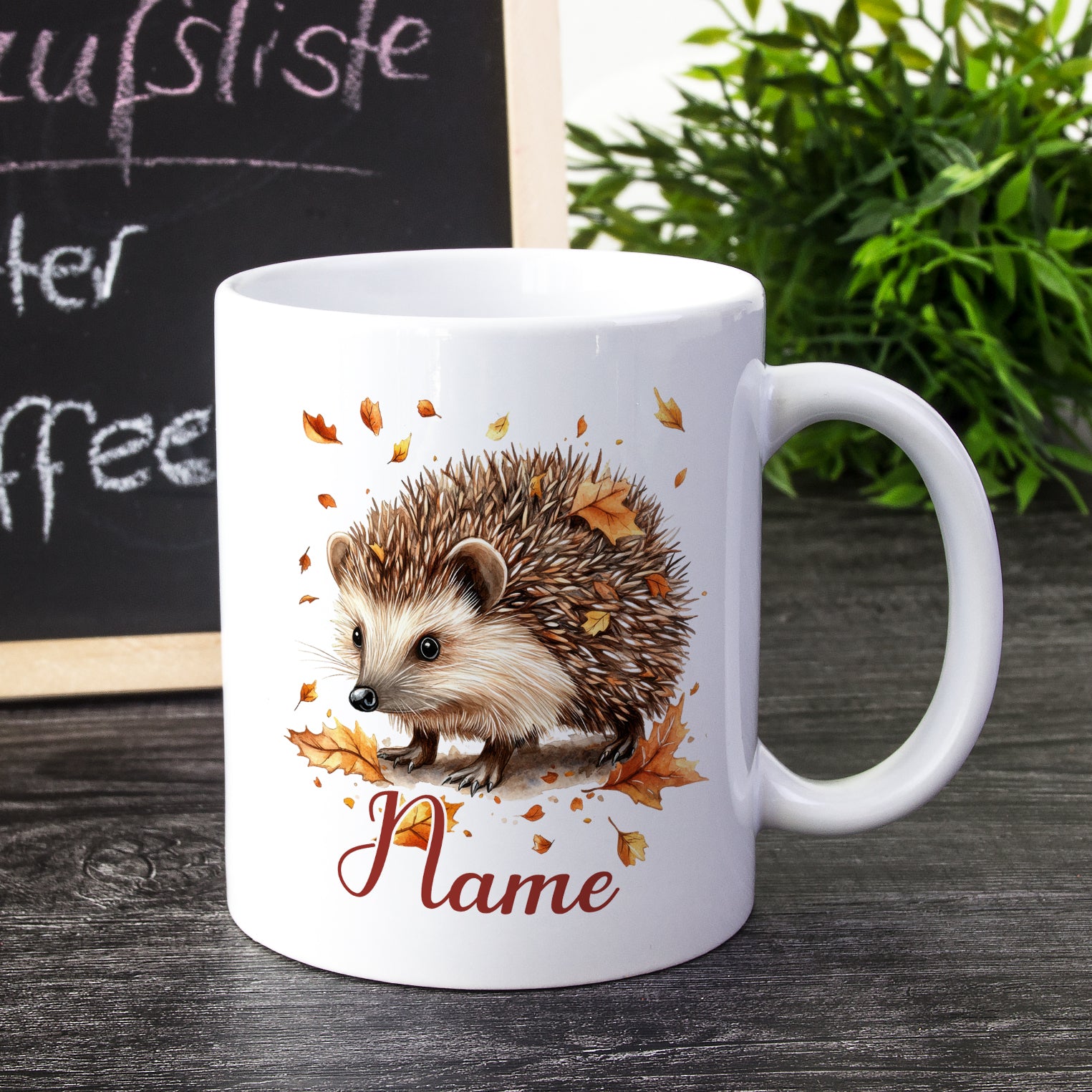 Tasse Igel im Herbst