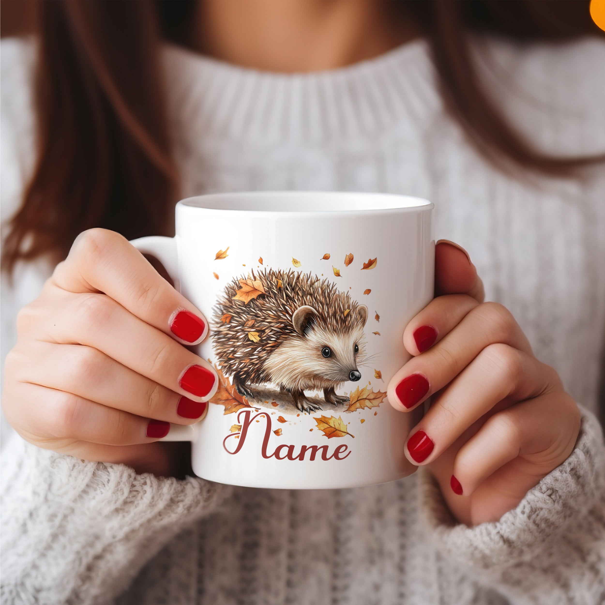 Tasse Igel im Herbst